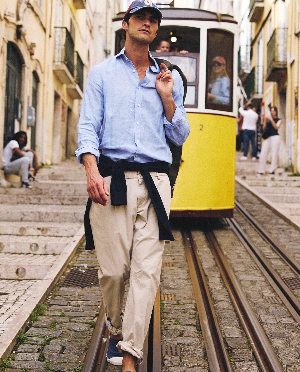 Pantalon Chino Pinces Beige