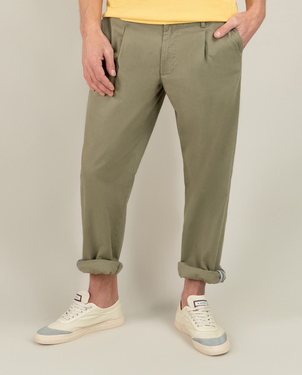 Darted Green Chinos