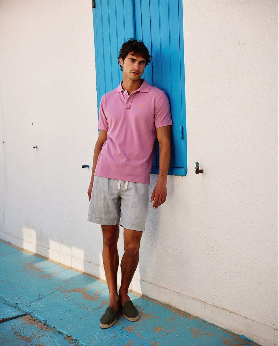 Garment Dyed Grey Linen Bermuda Shorts