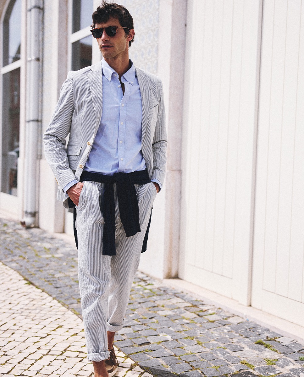 Blue Seersucker Trouser Separate