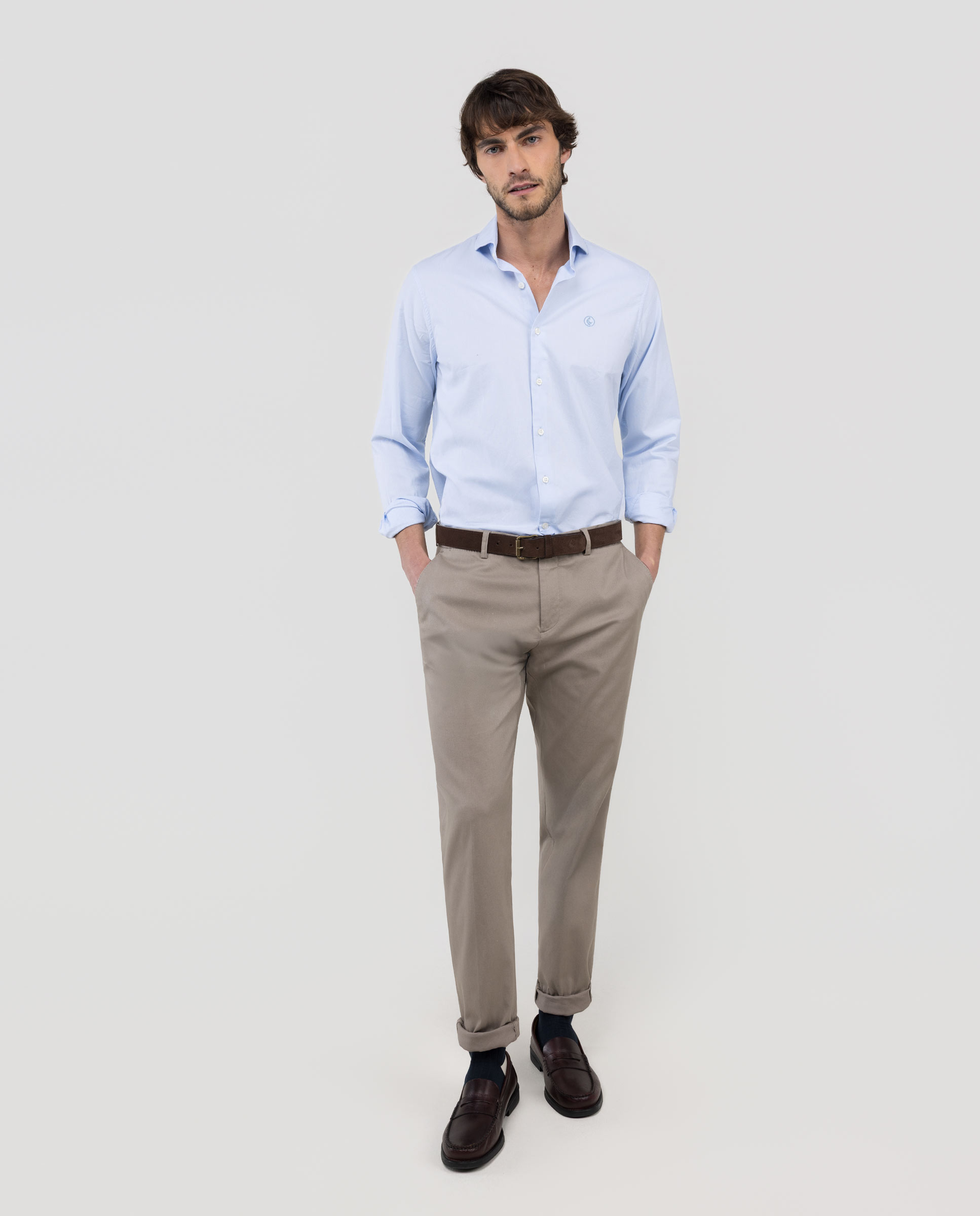 Taupe Washed Structure Trousers