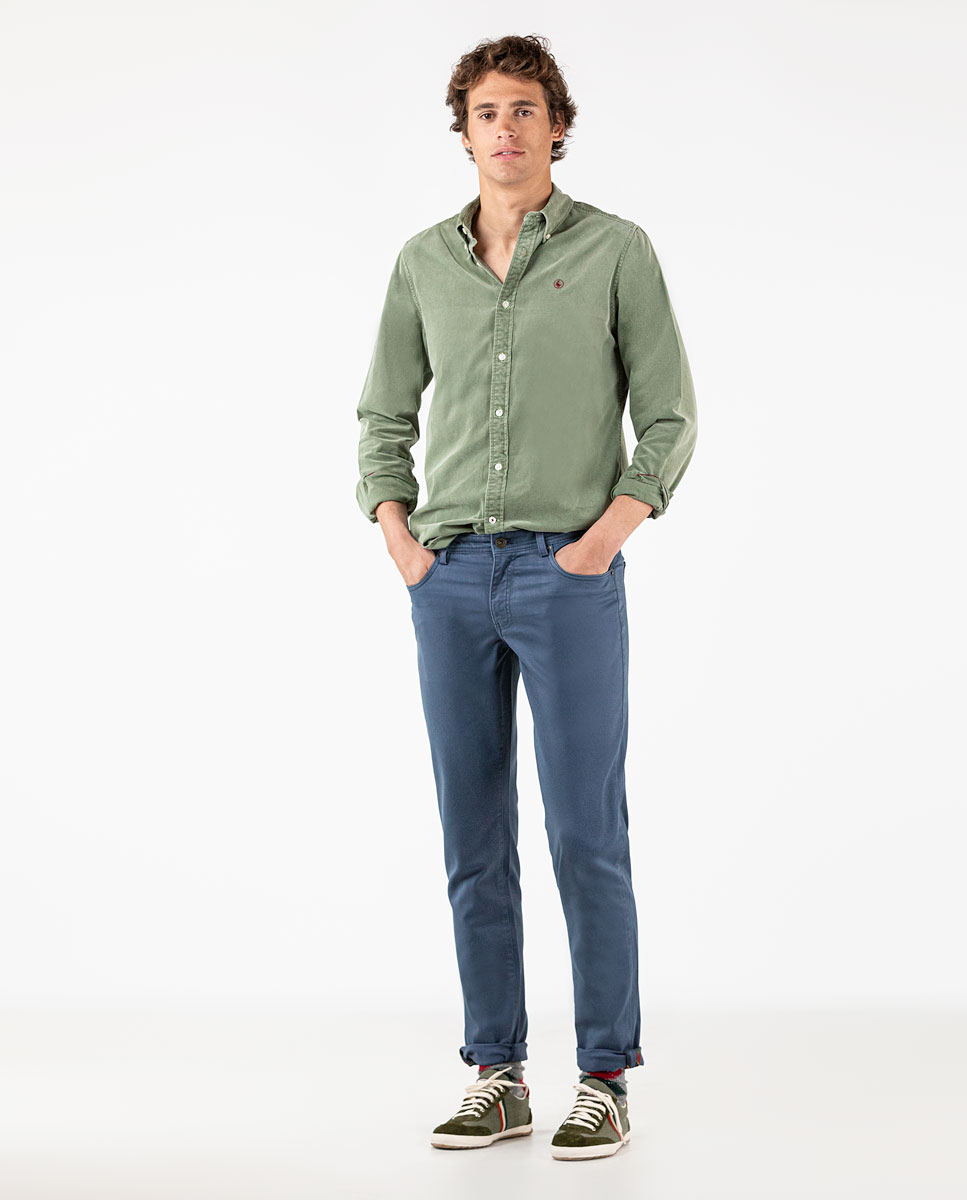 Basic Mid Blue Five-Pocket Trousers