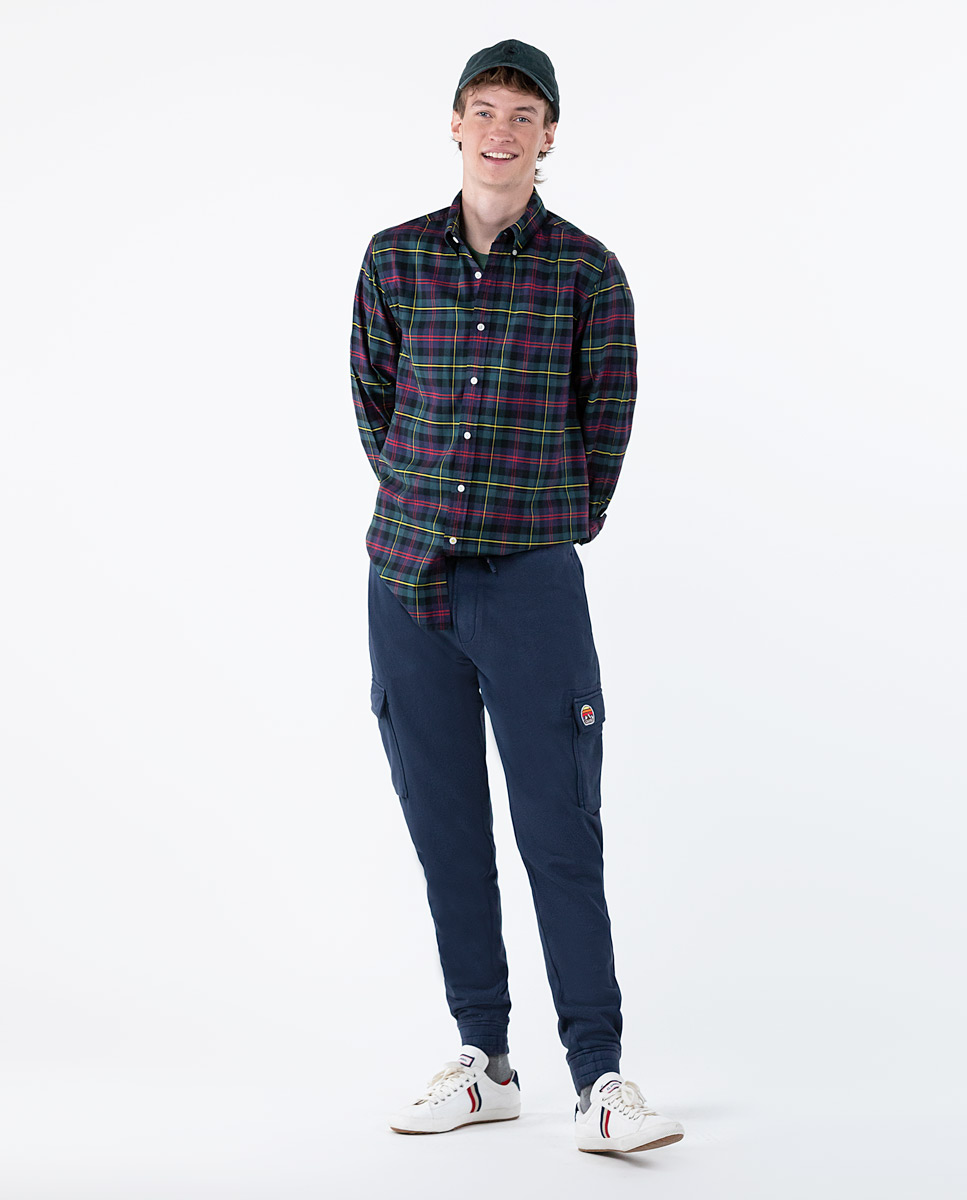 Navy Fleece Cargo Pants