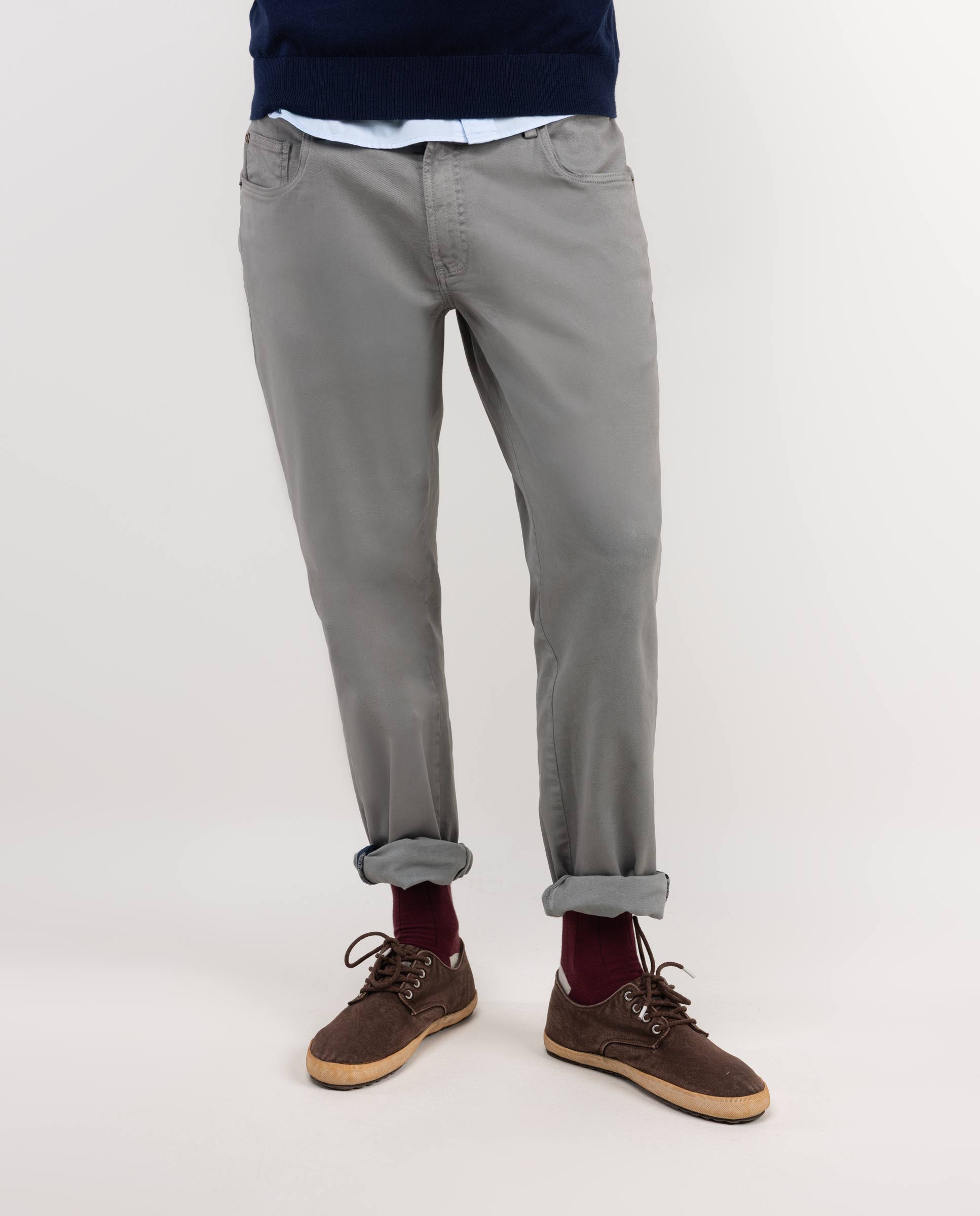 Grey Slim Fit  5-Pocket Trousers