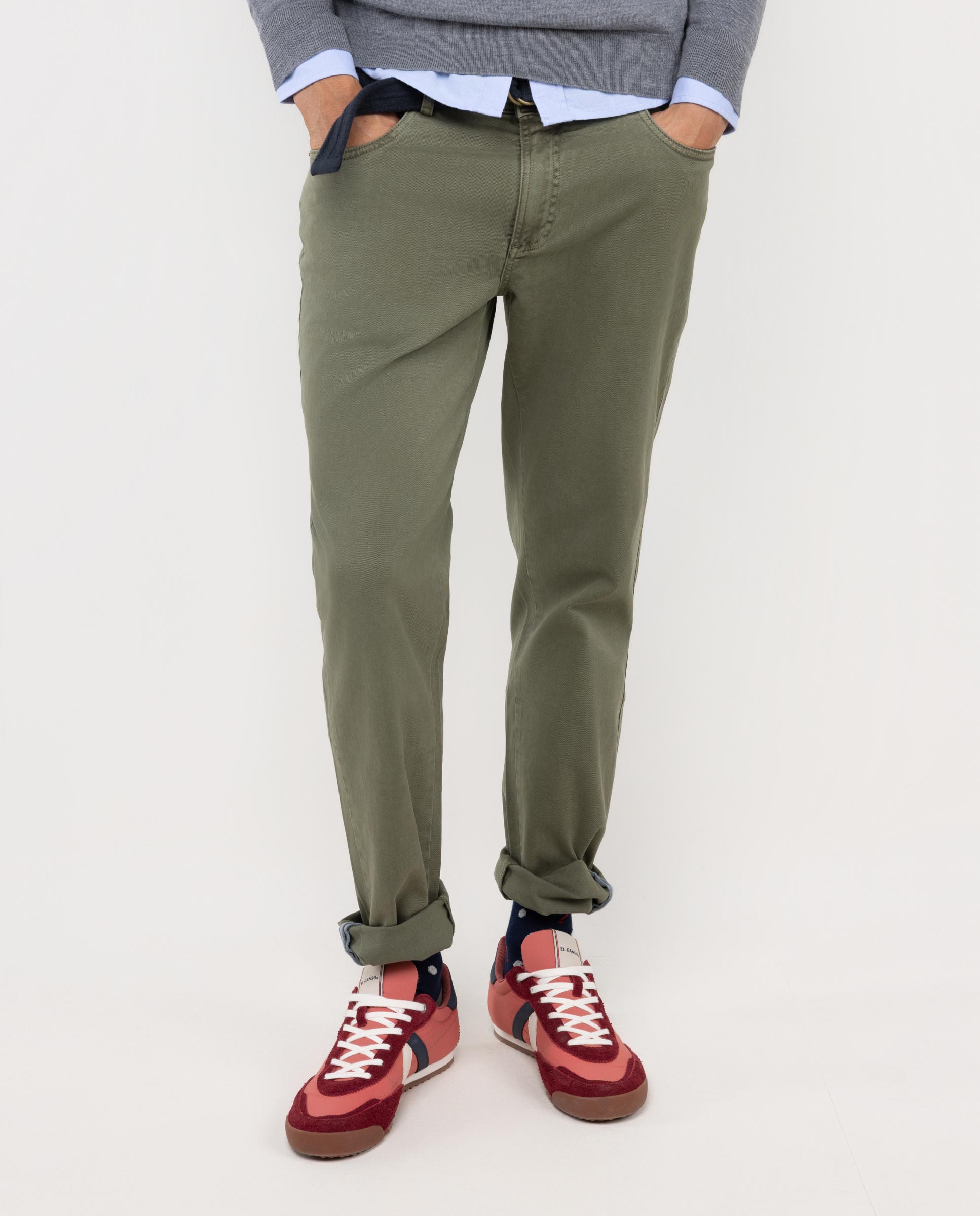 Pantalón 5 Bolsillos Verde Slim Fit