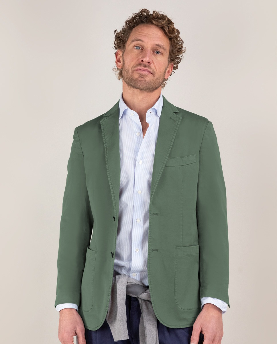 Garment Dyed Green Twill Jacket