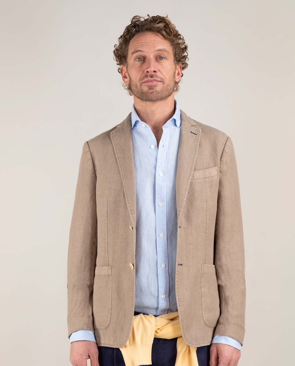 Veste Lin Teint Sur Pièce Beige