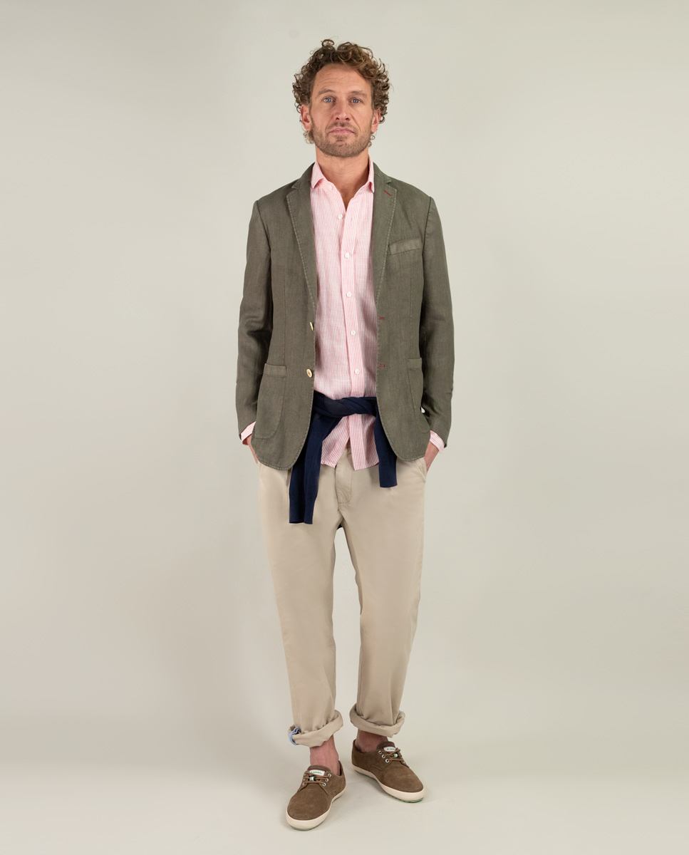 Veste Lin Teint Sur Pièce Kaki