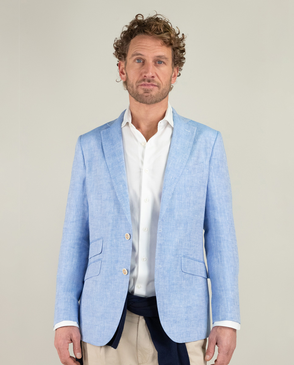 Veste Lin Oxford Bleu