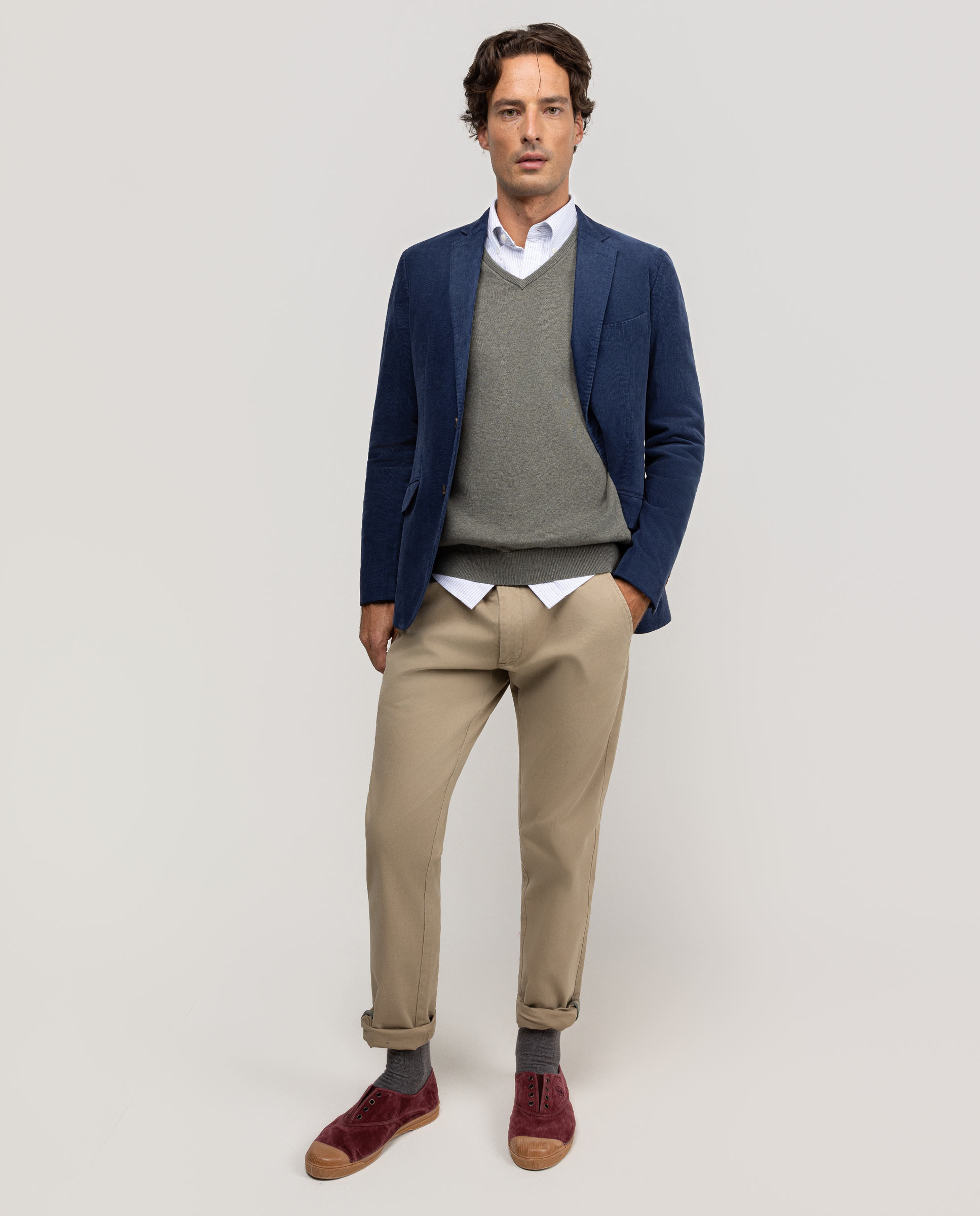  Navy Garment-Dyed Corduroy Jacket