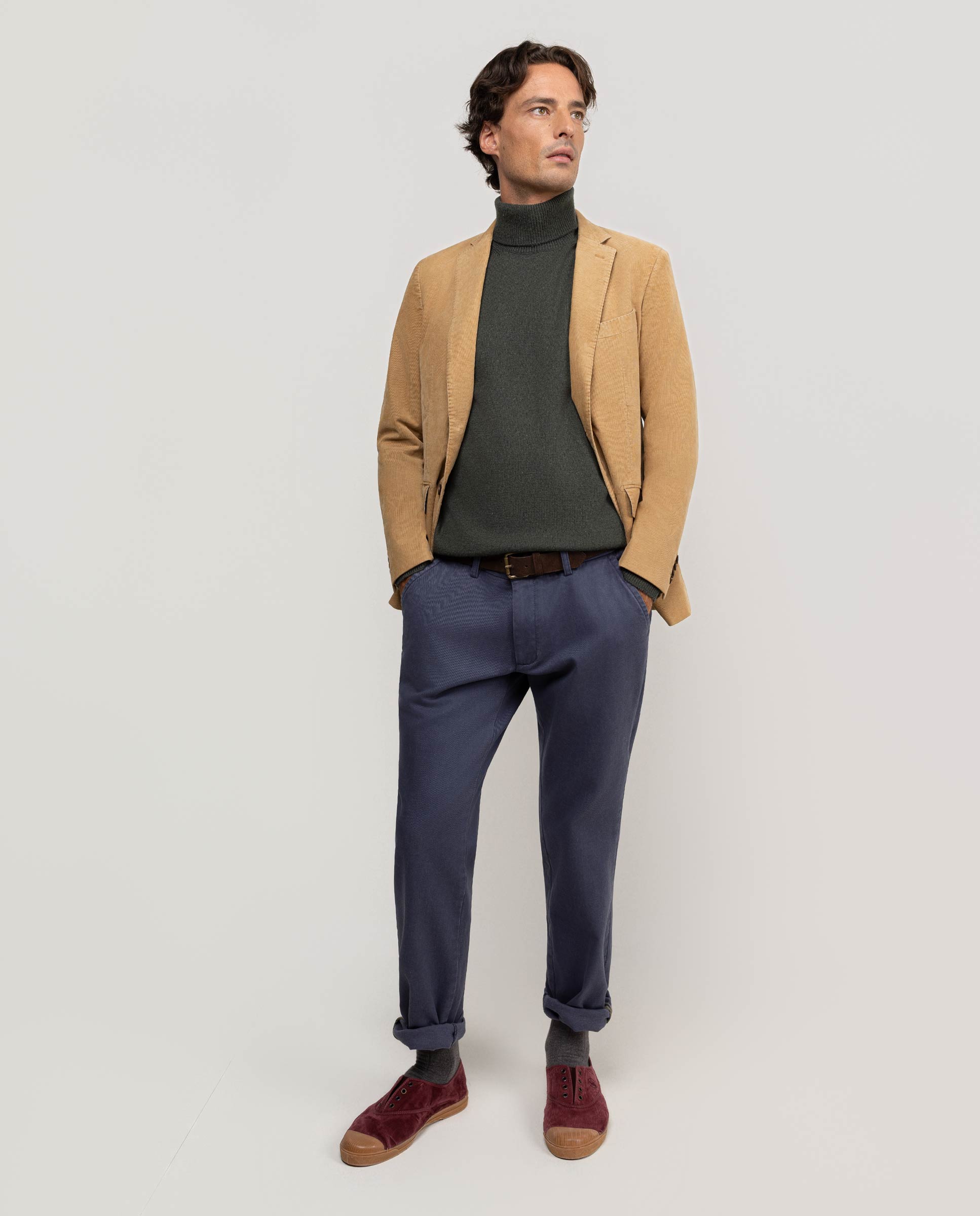 Beige Garment-Dyed Corduroy Jacket