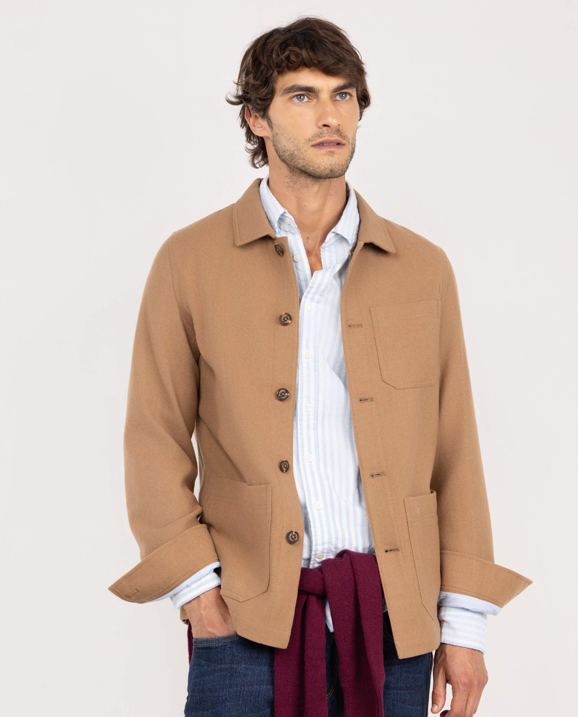 Beige Wool Overshirt