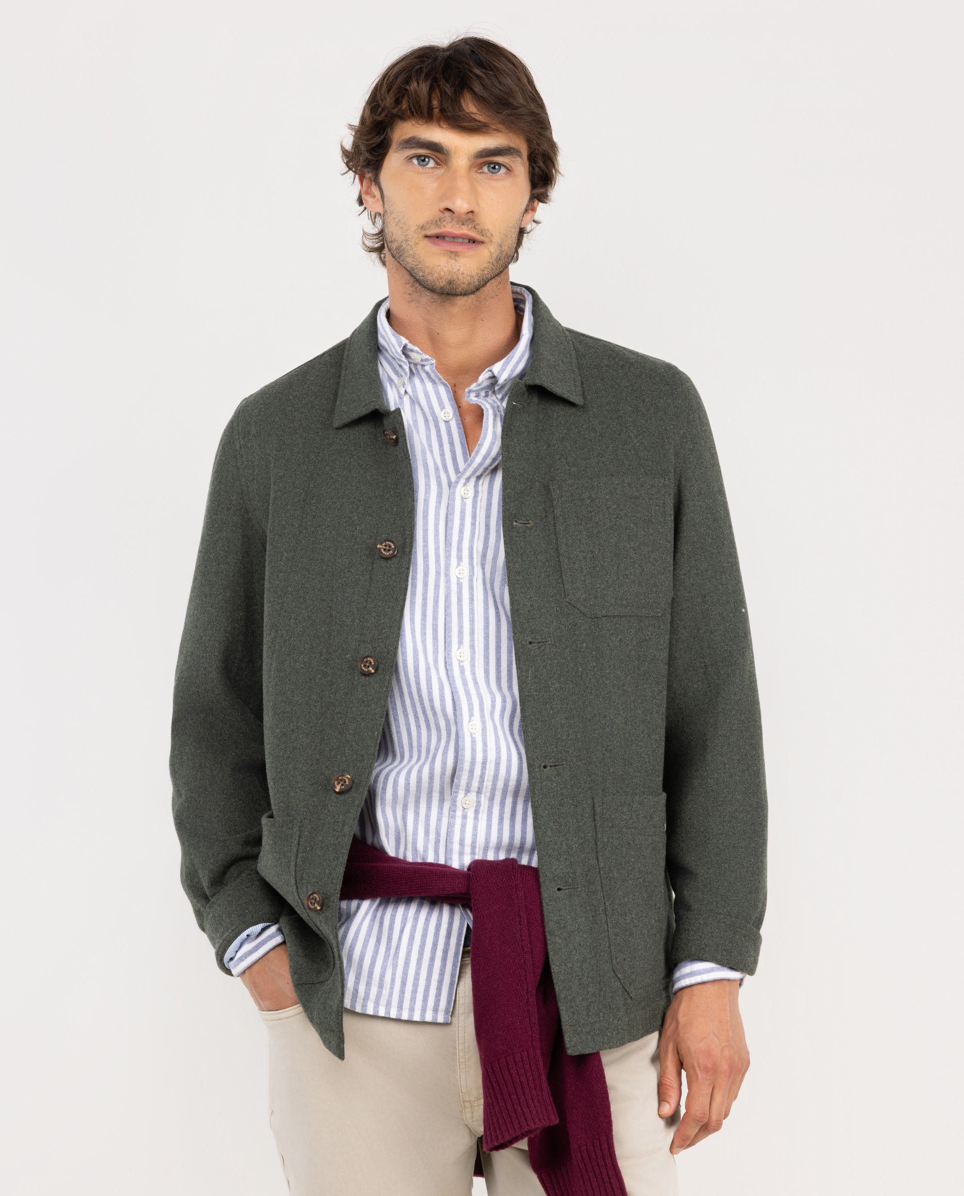Green Wool Overshirt