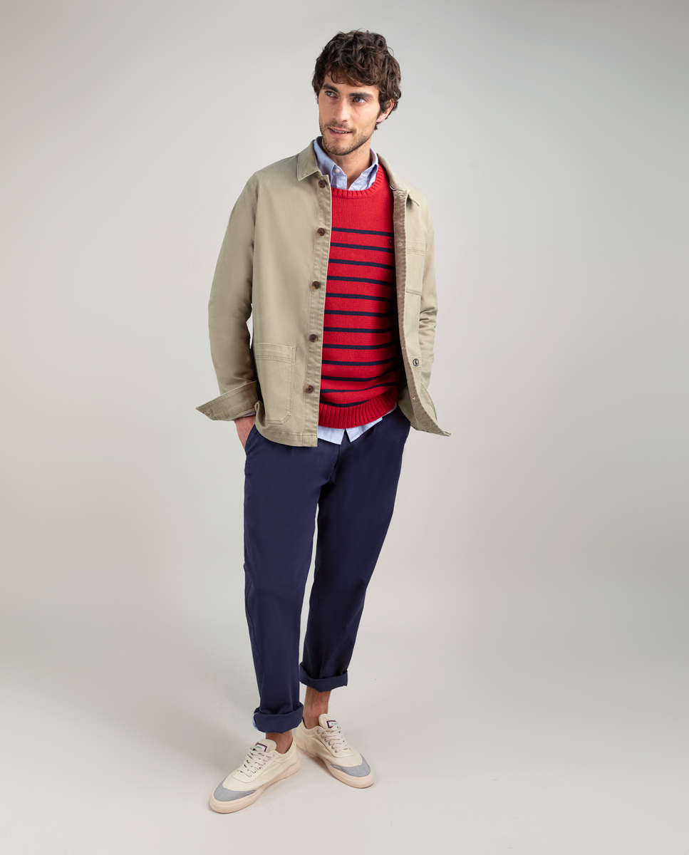 Garment Dyed Khaki Cotton Overshirt