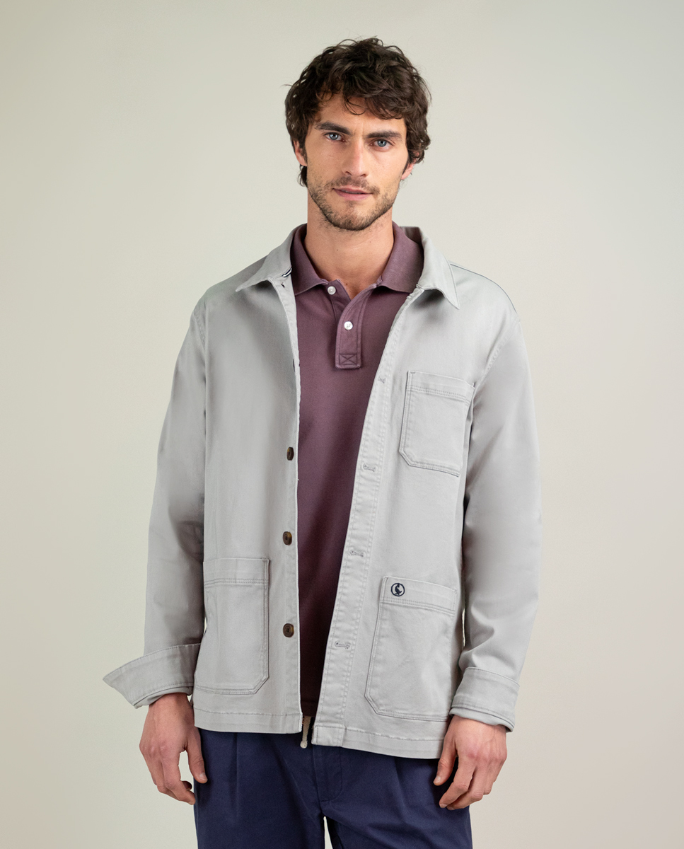 Garment Dyed Grey Cotton Overshirt