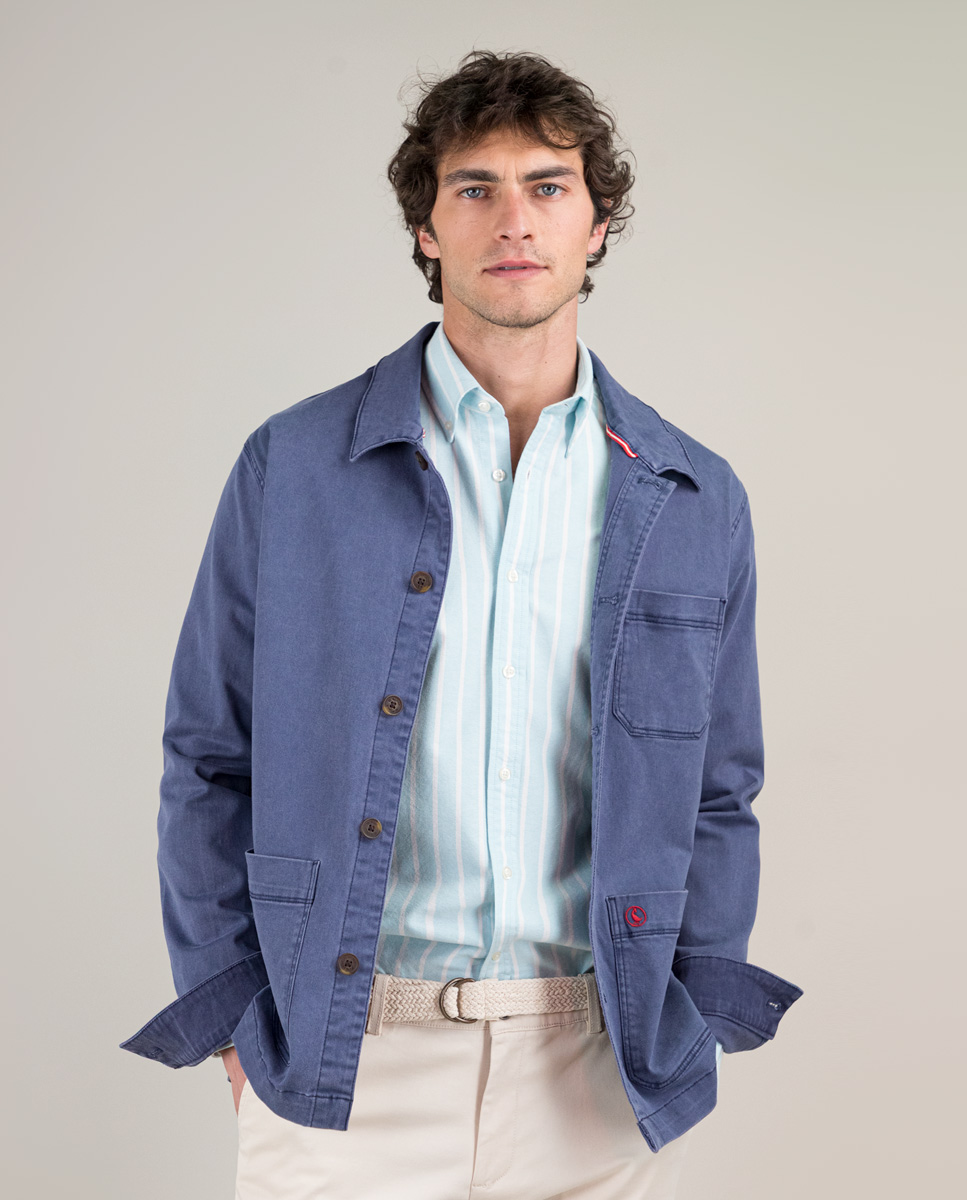 Garment Dyed Navy Cotton Overshirt