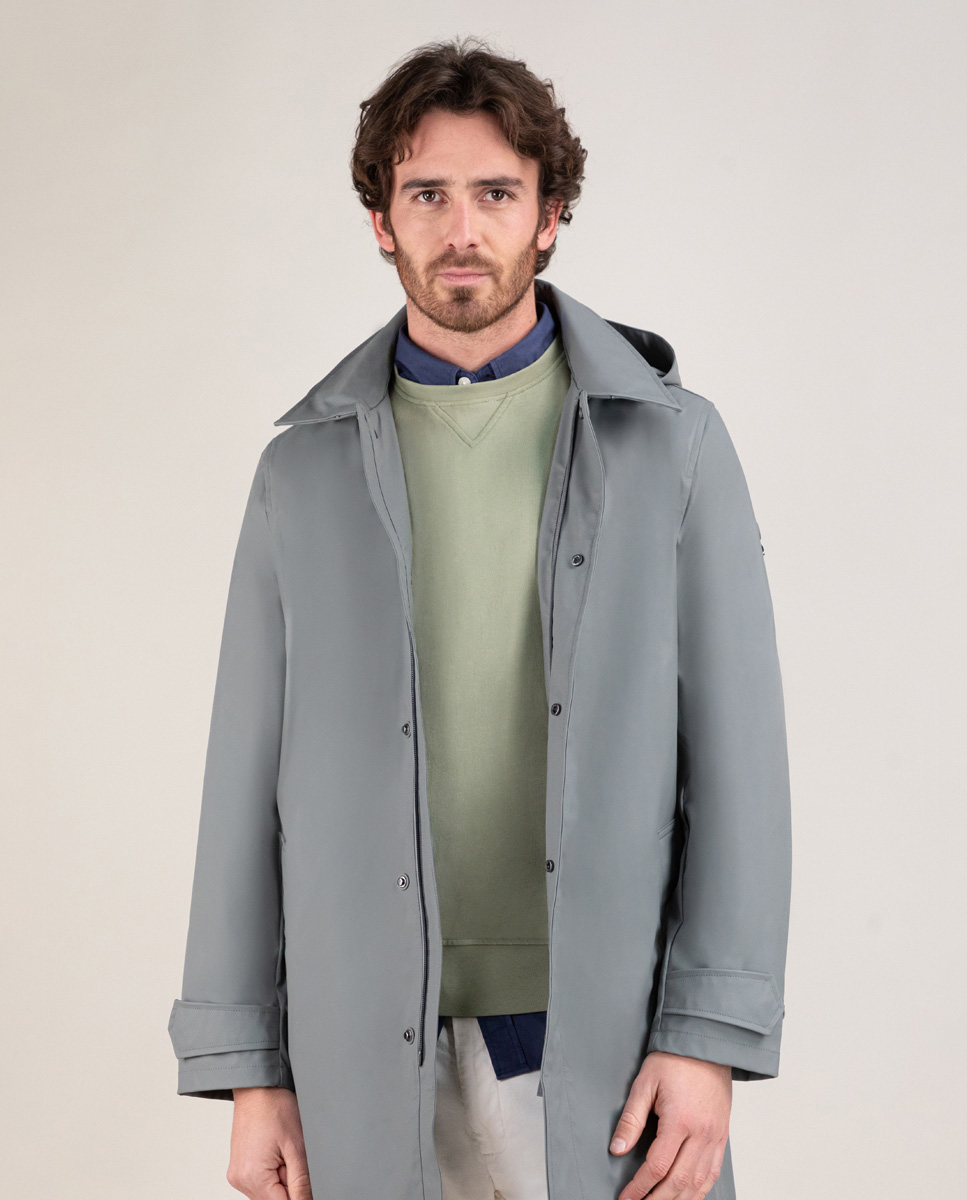 Casaco de trincheira emborrachado cinza