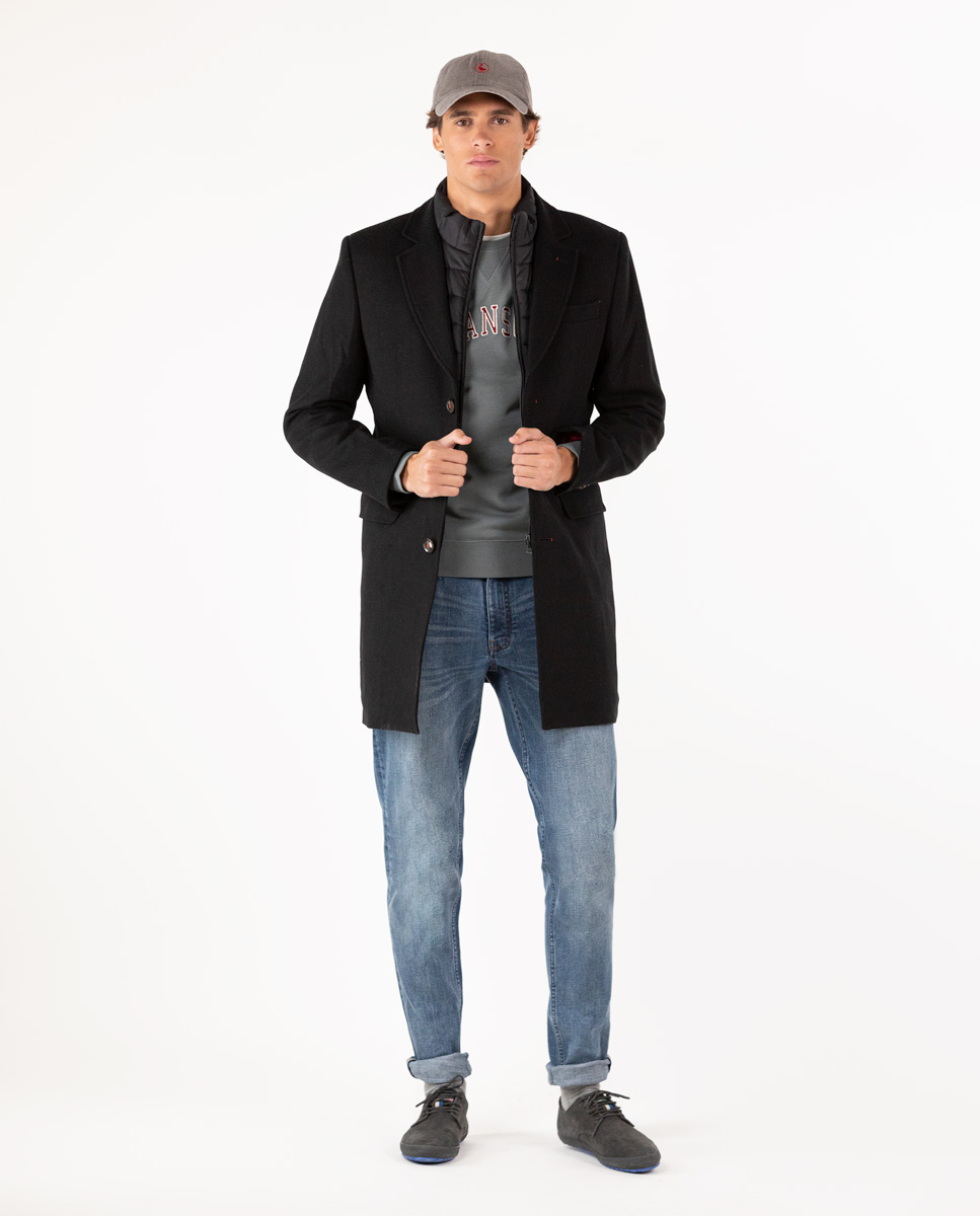 Basic Black Fabric Coat