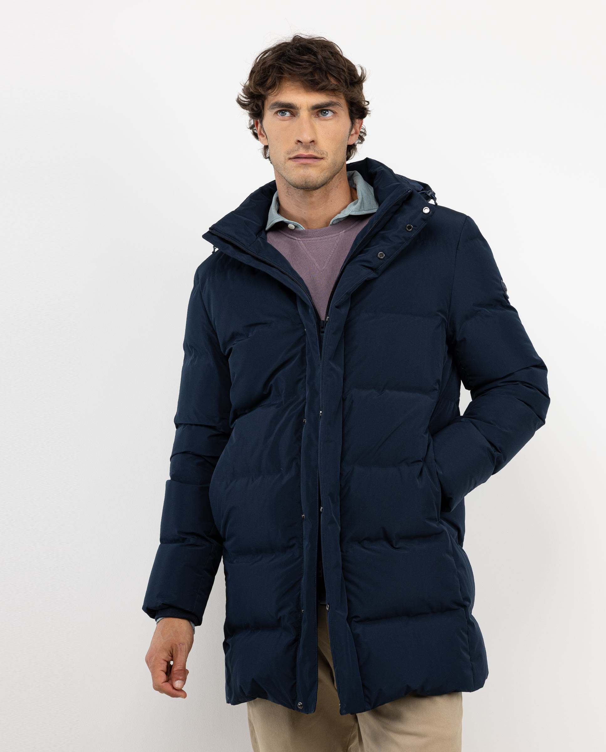 Abrigo Plumas Largo Marino