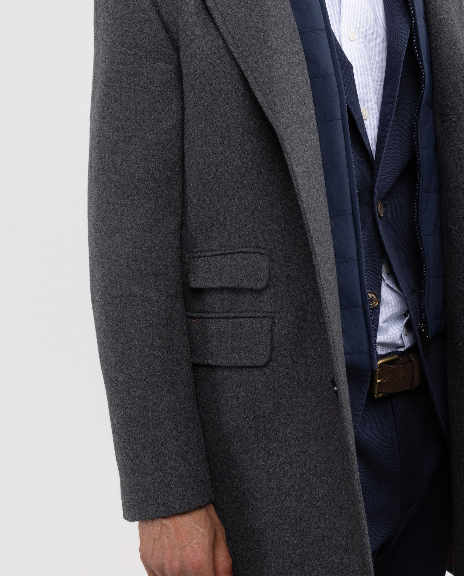 Solid-Coloured Grey Woollen Coat