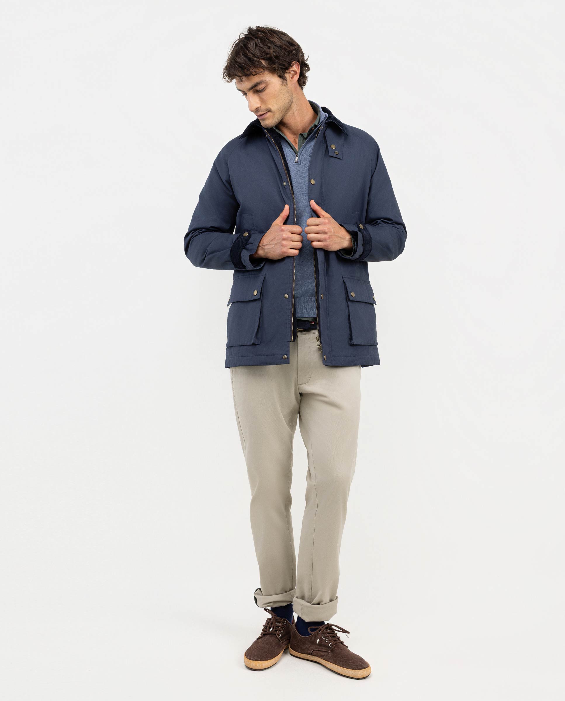 Navy Corduroy Collar Jacket