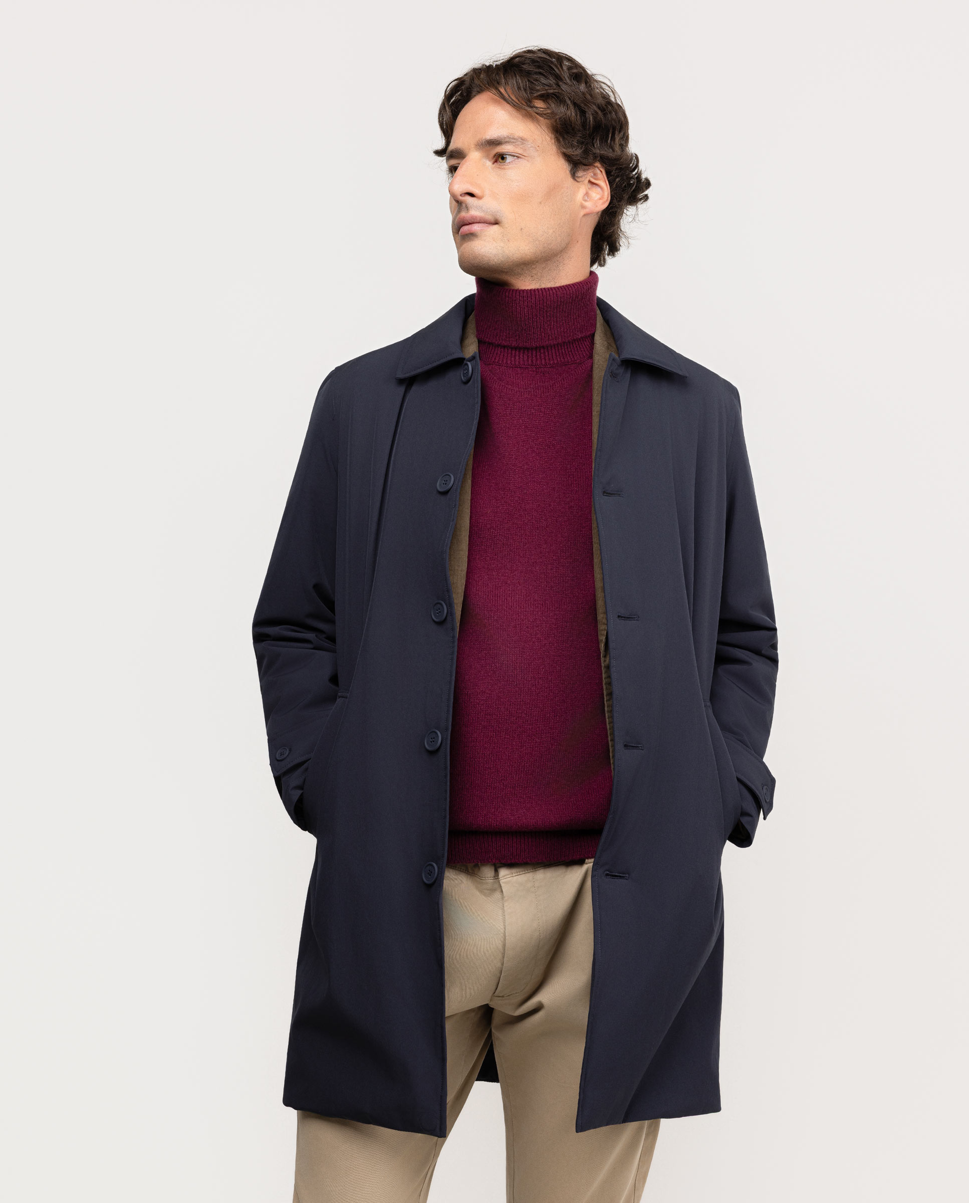 Long Quilted Navy Coat