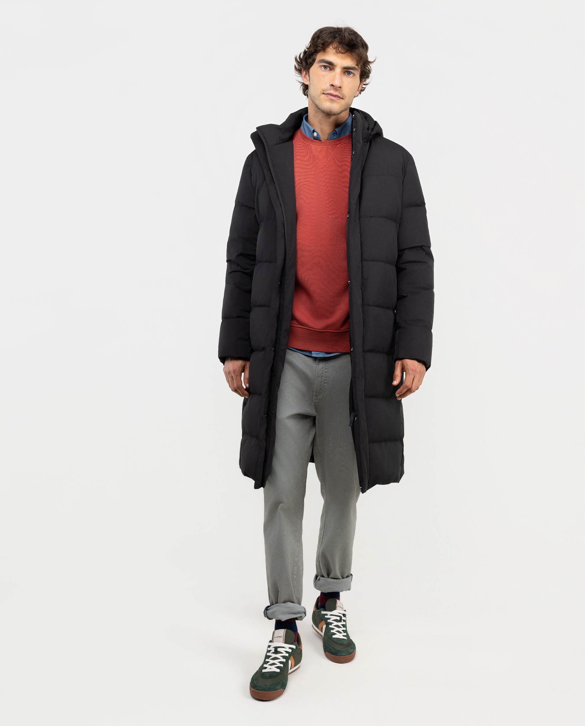 Abrigo de Plumas Extra Largo Negro