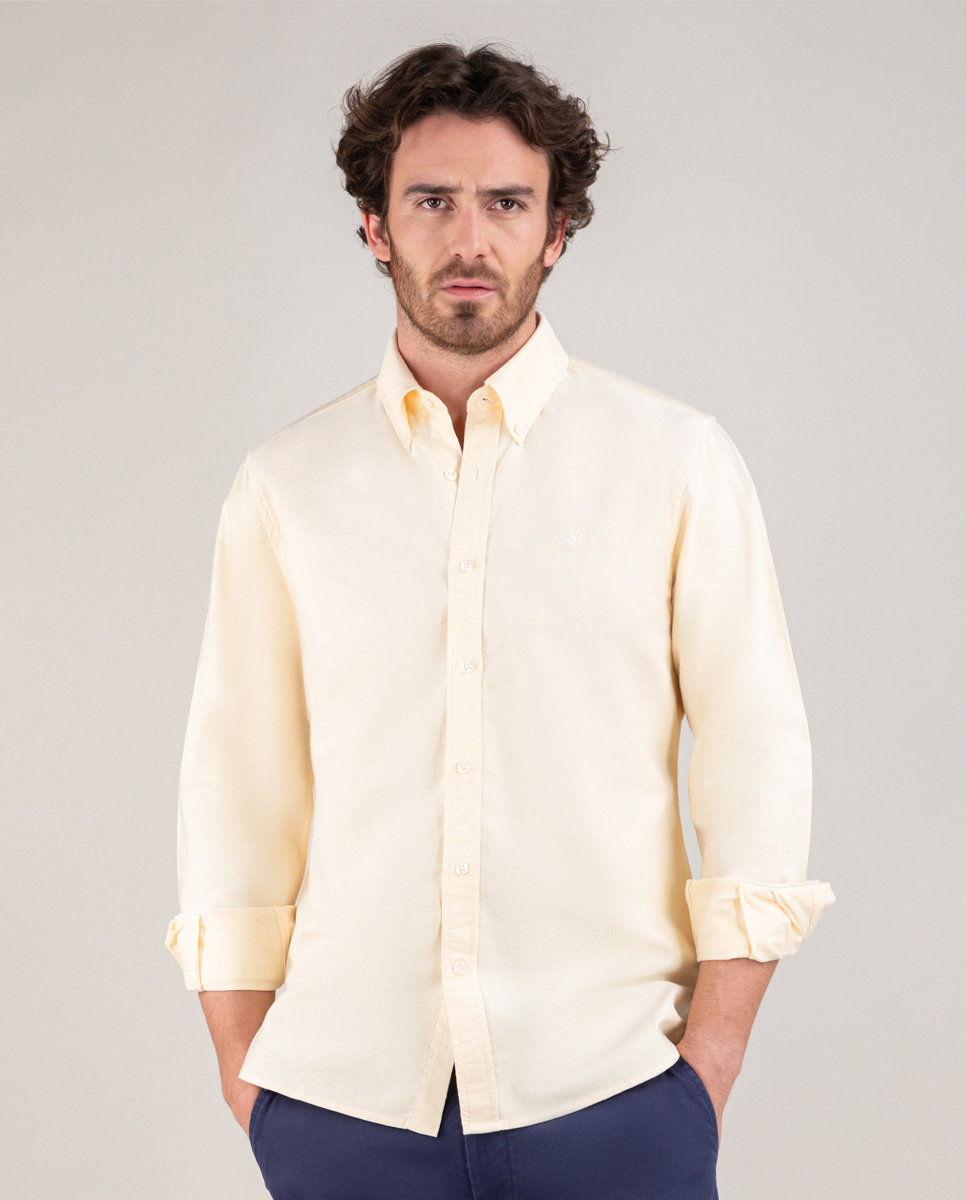 Yellow Solid-Coloured Oxford Shirt
