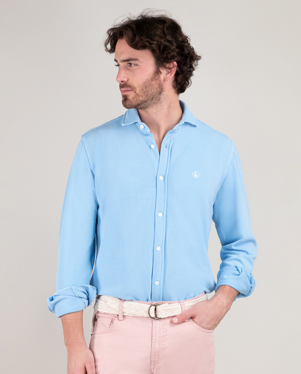 Camisa Piqué Azul Claro