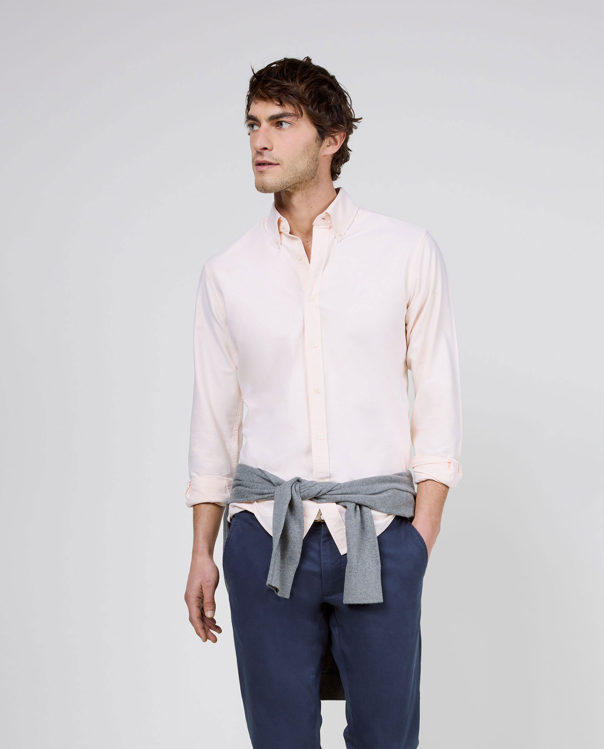 Camisa Oxford laranja lisa
