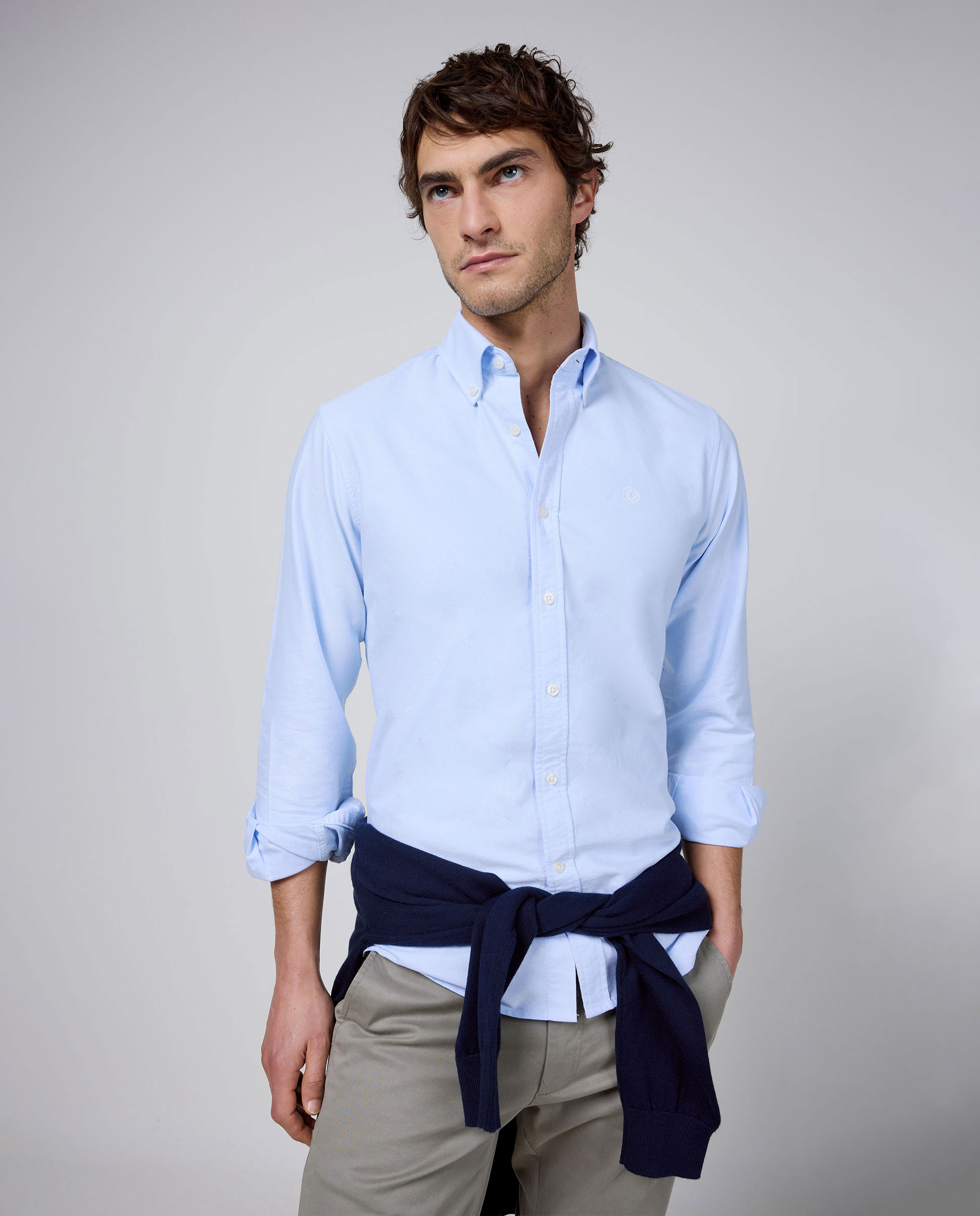 Camisa Oxford Liso Celeste