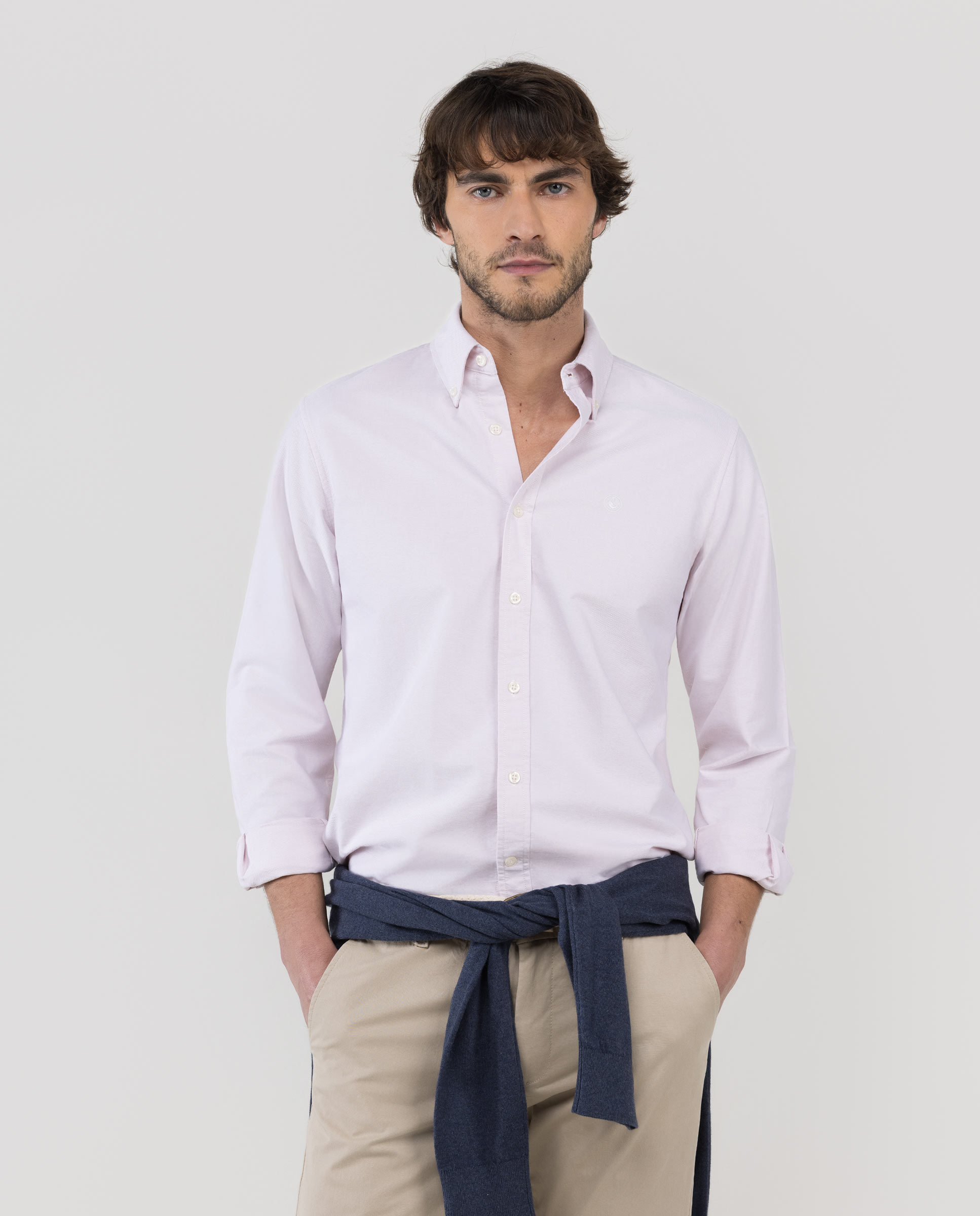 Camisa Oxford Liso Rosa