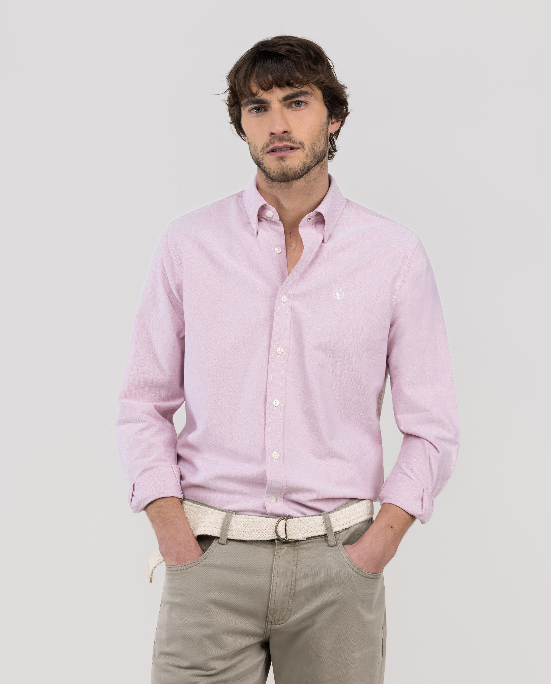 Camisa Oxford vermelha lisa
