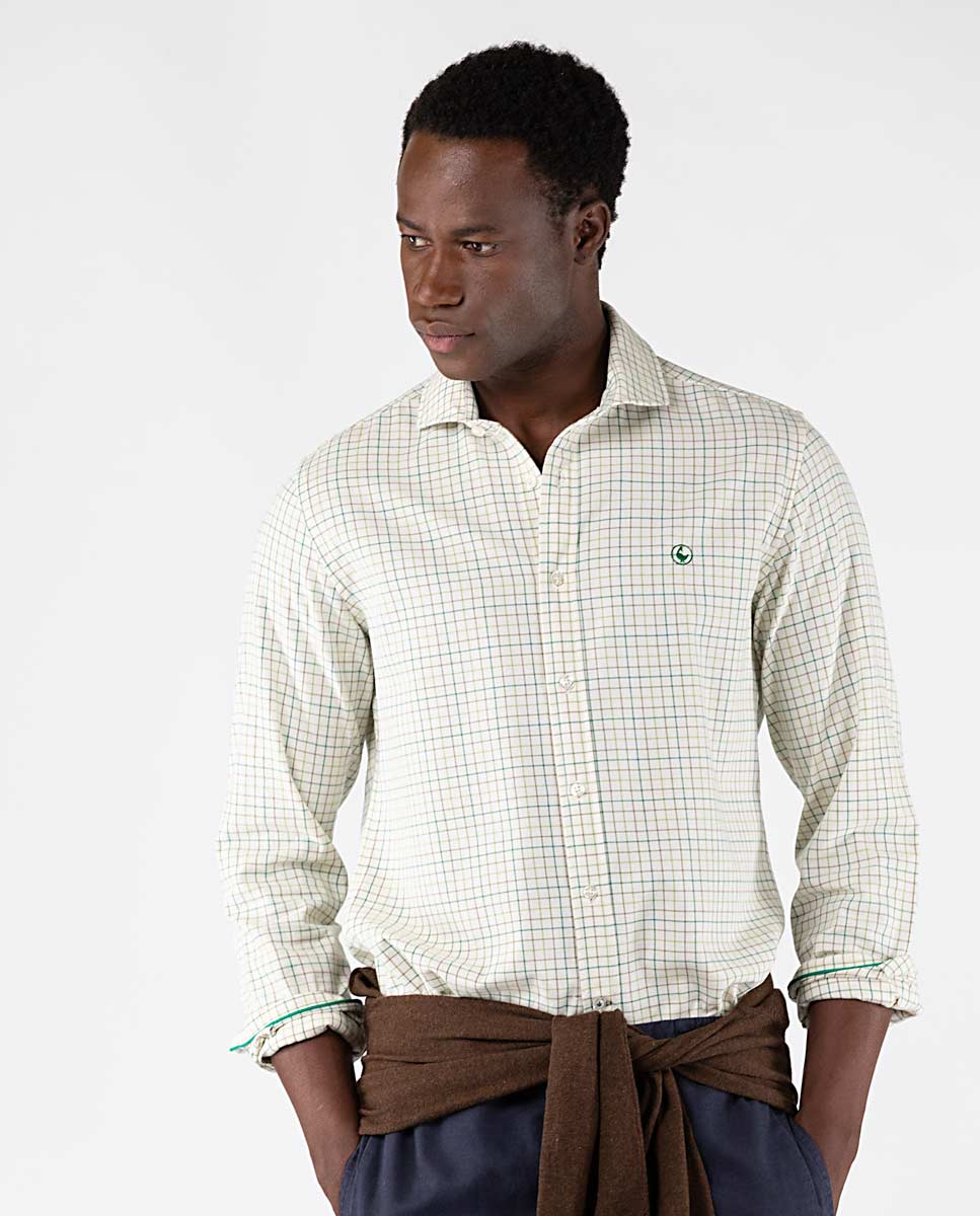 Green Tattersall Check Flannel Shirt