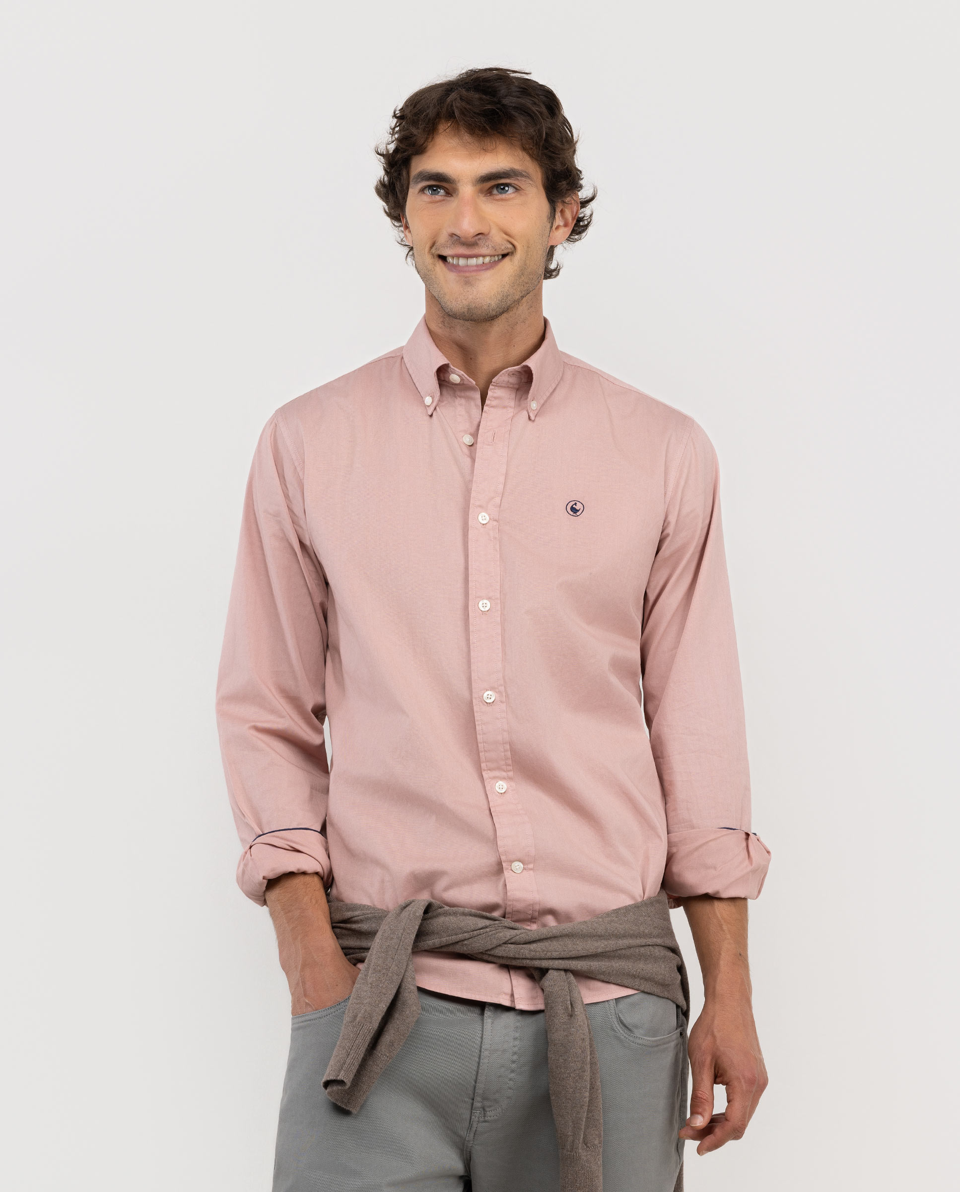 Camisa Garment Dyed Algodón Rosa
