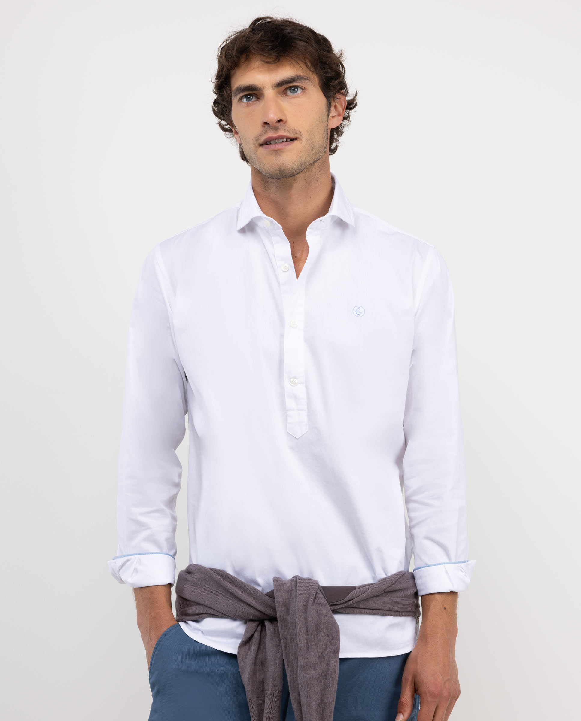 Camisa Polera Twill Garment Dyed Blanco