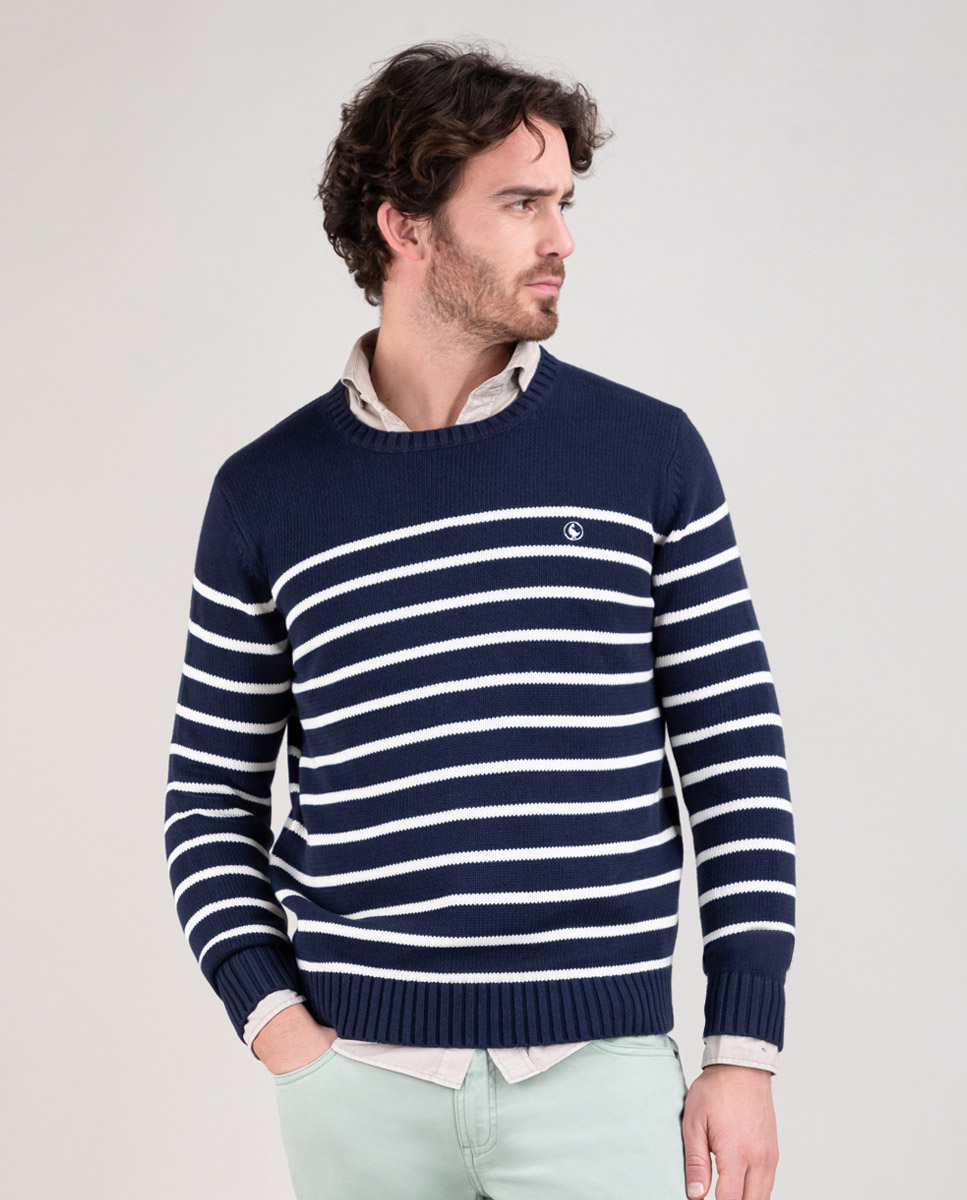 Suéter listrado azul marinho