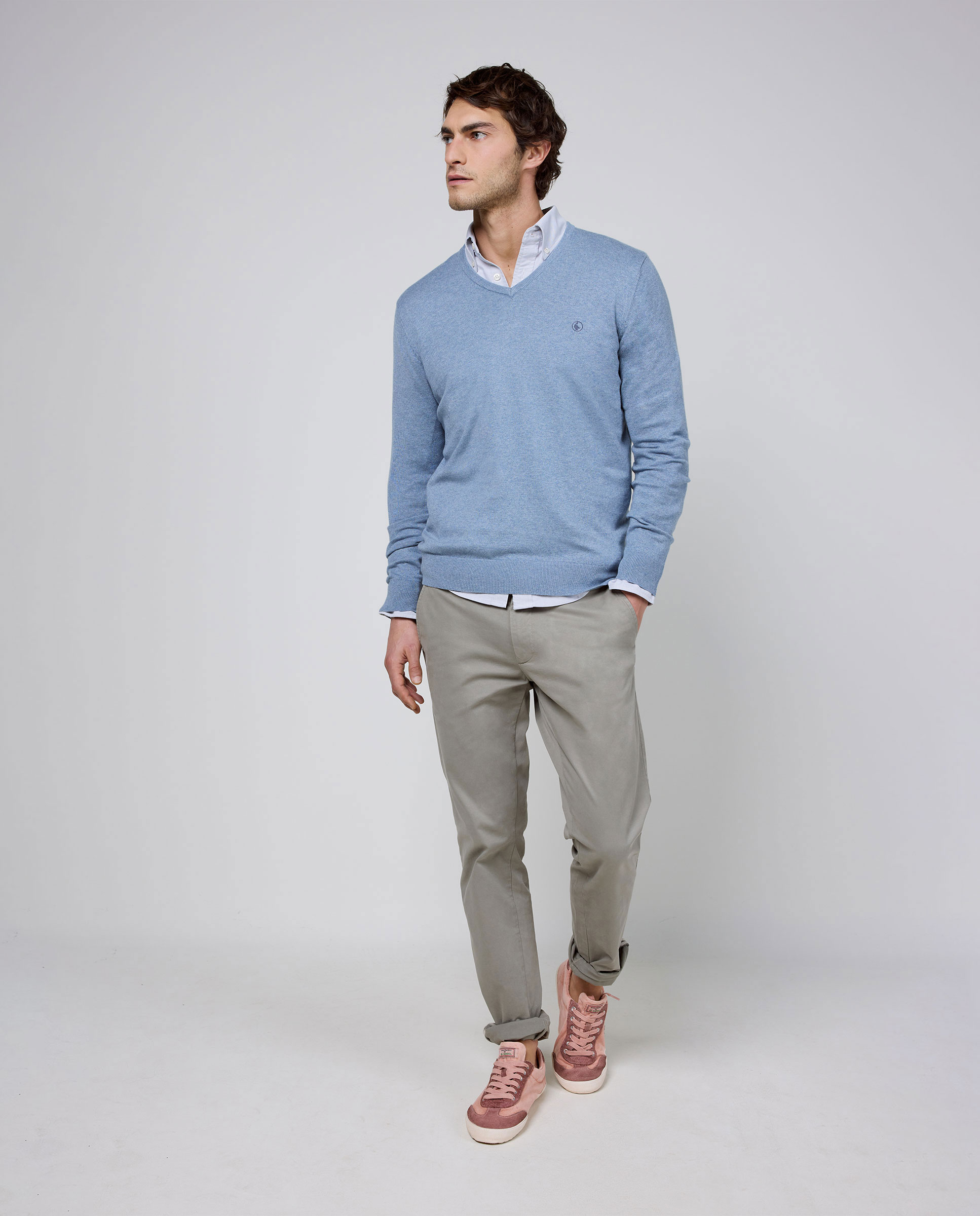 Jersey Cuello Pico Celeste