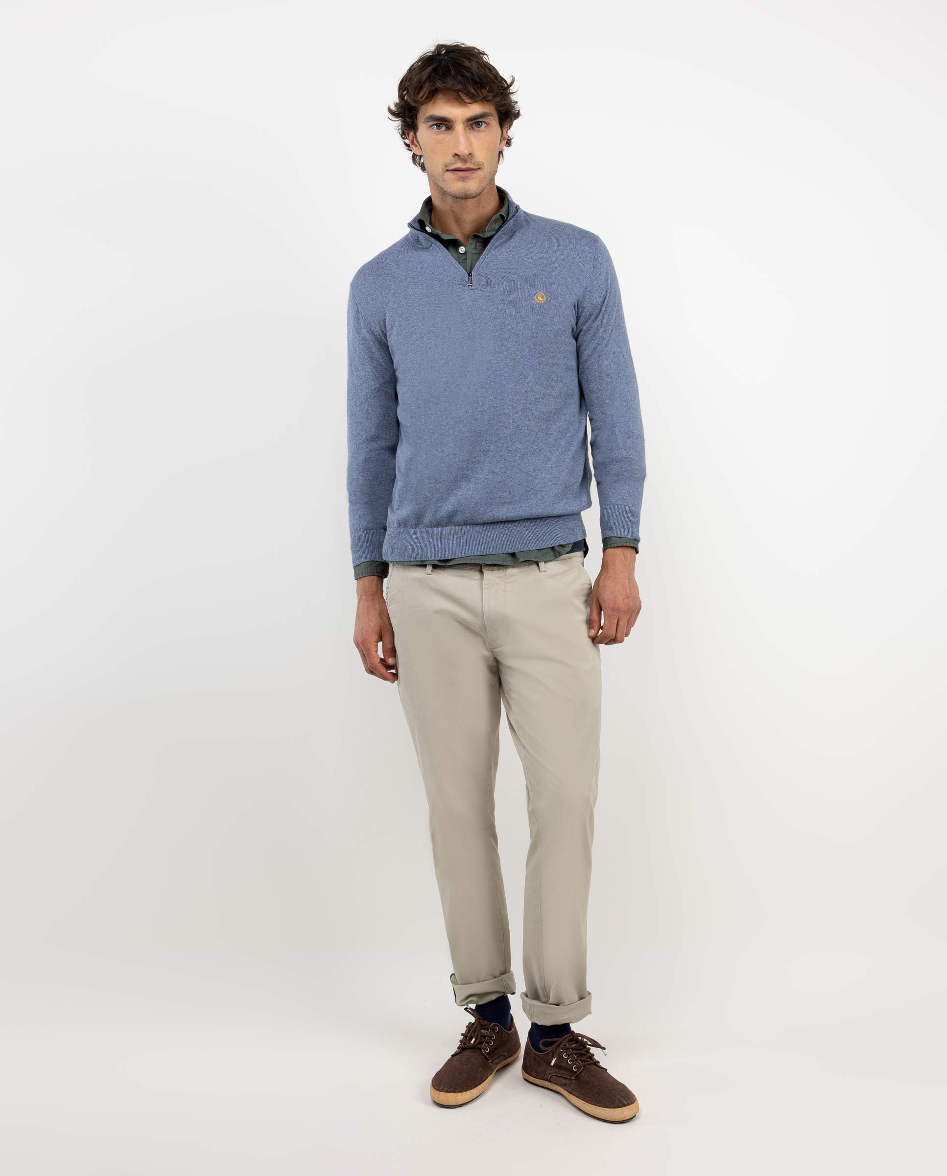 Mid Blue Jumper W Stand Up Collar