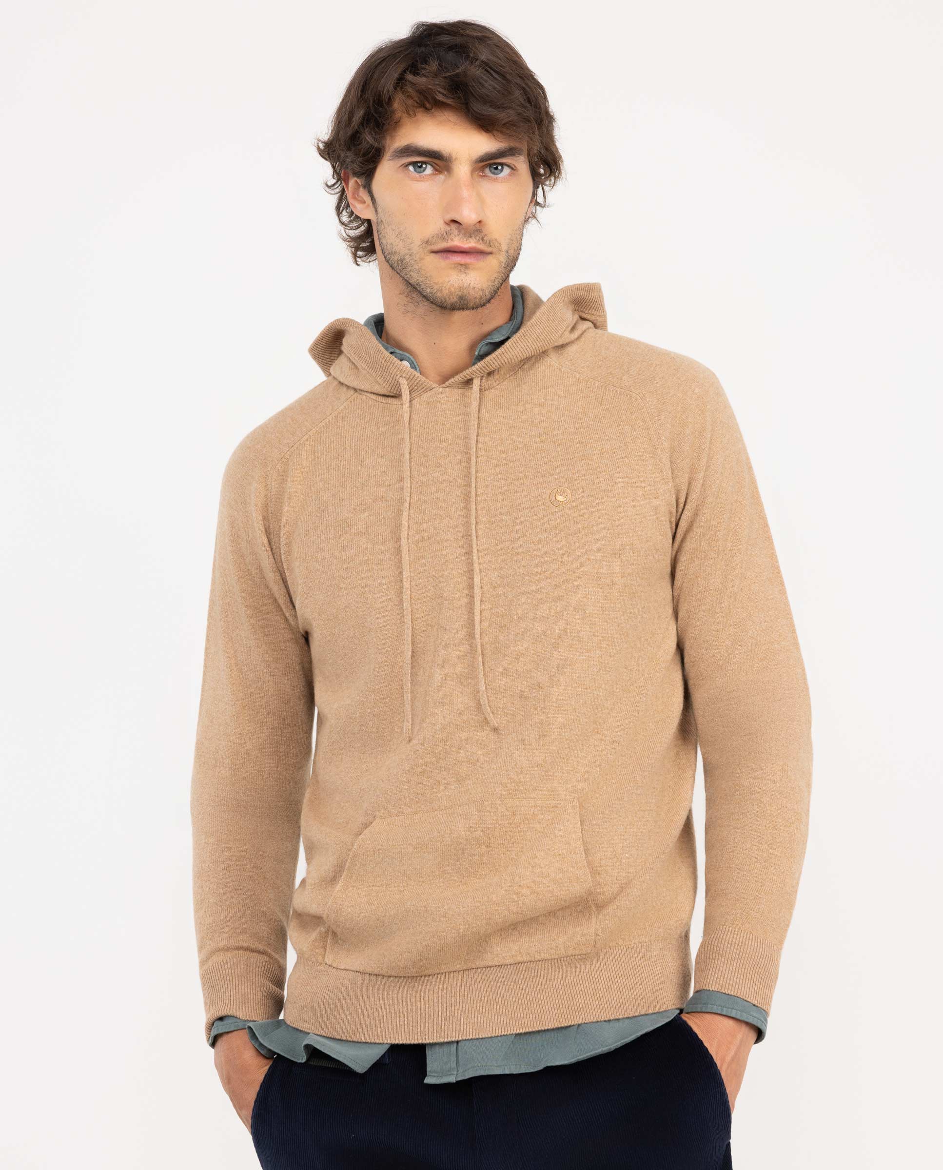 Beige Wool Jumper W Hood