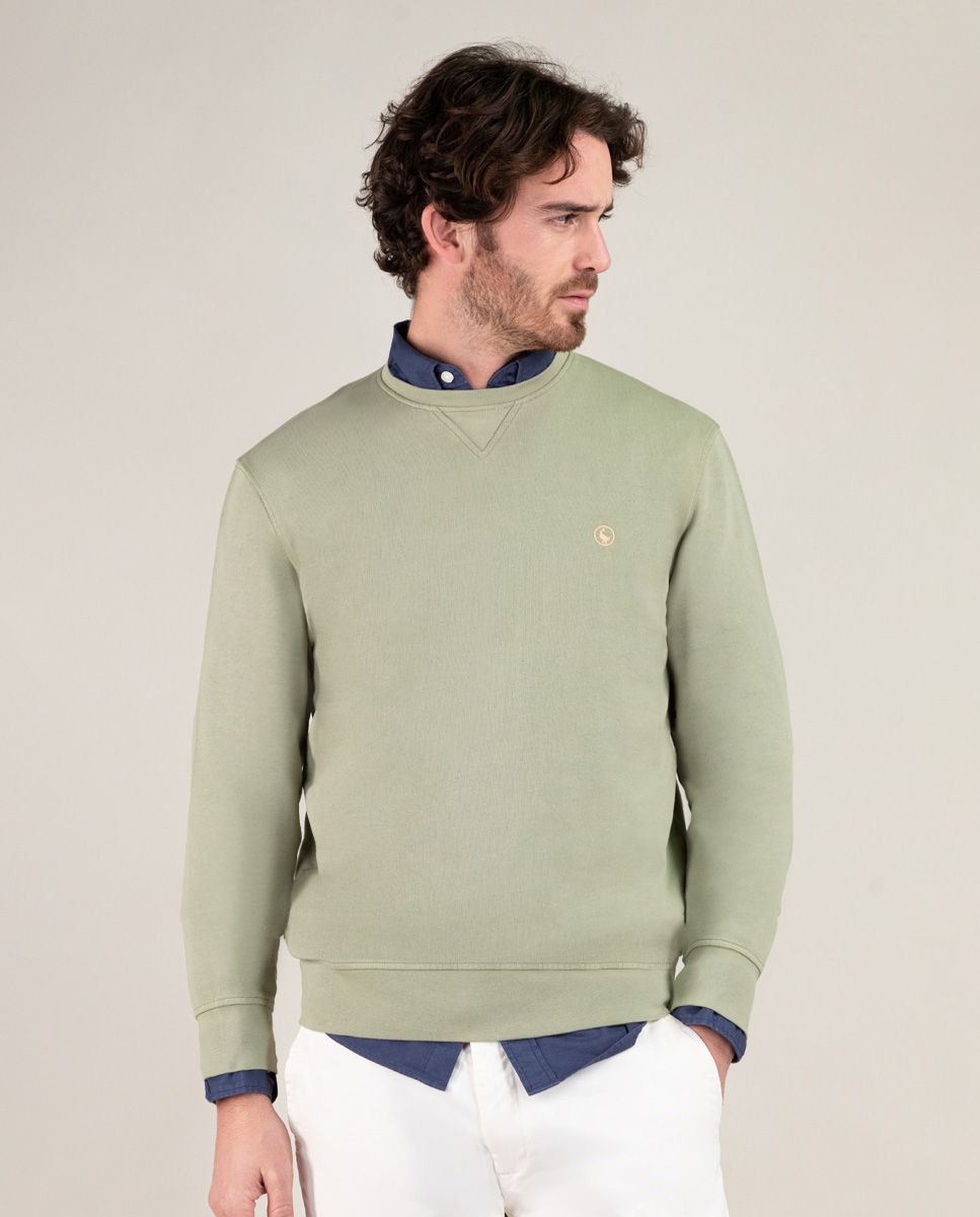 Moletom com gola redonda cáqui tingido