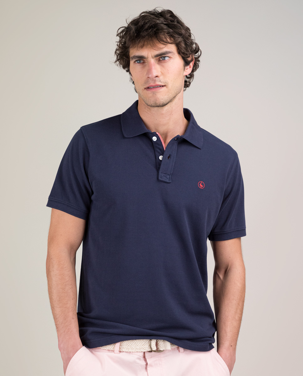 Polo piqué azul marinho tingido