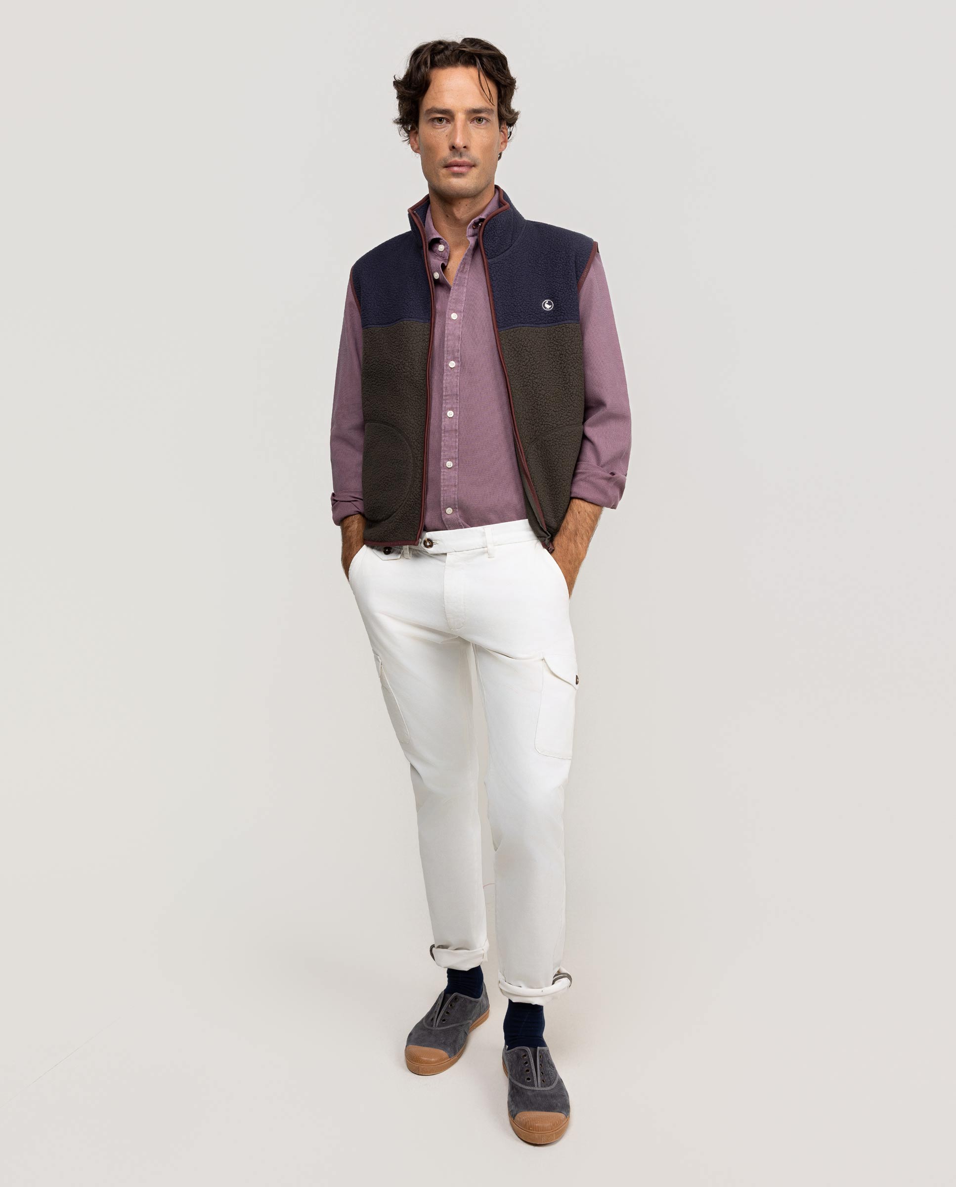 Chaleco Polar Color Block Marino Verde