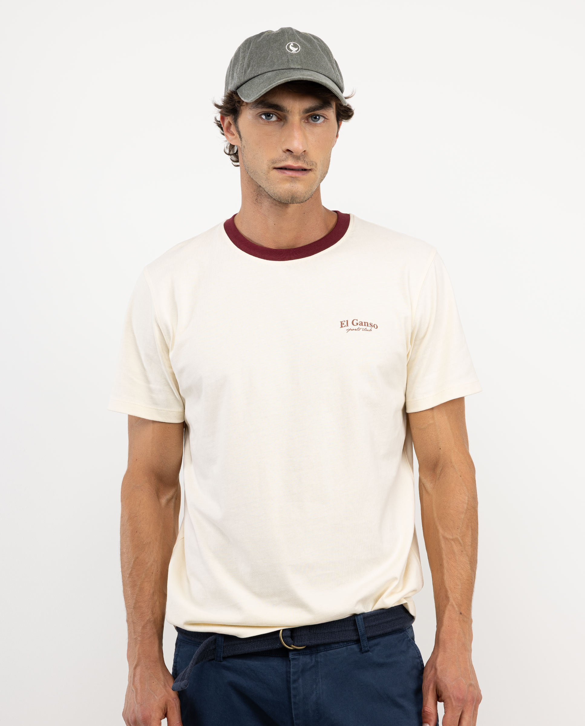 Camiseta Gansos Crudo Print Burdeos