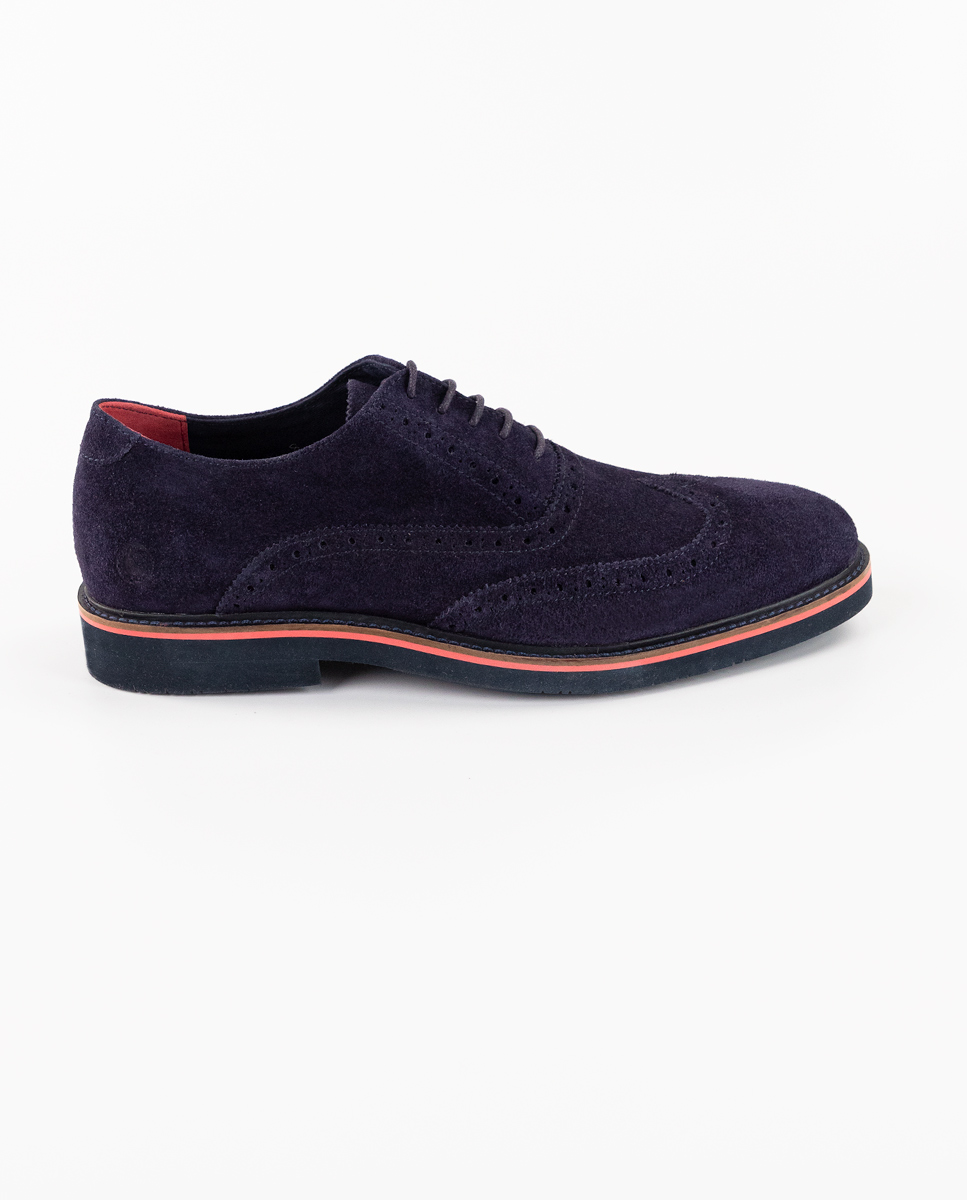 Navy Blue Suede Oxford Shoes