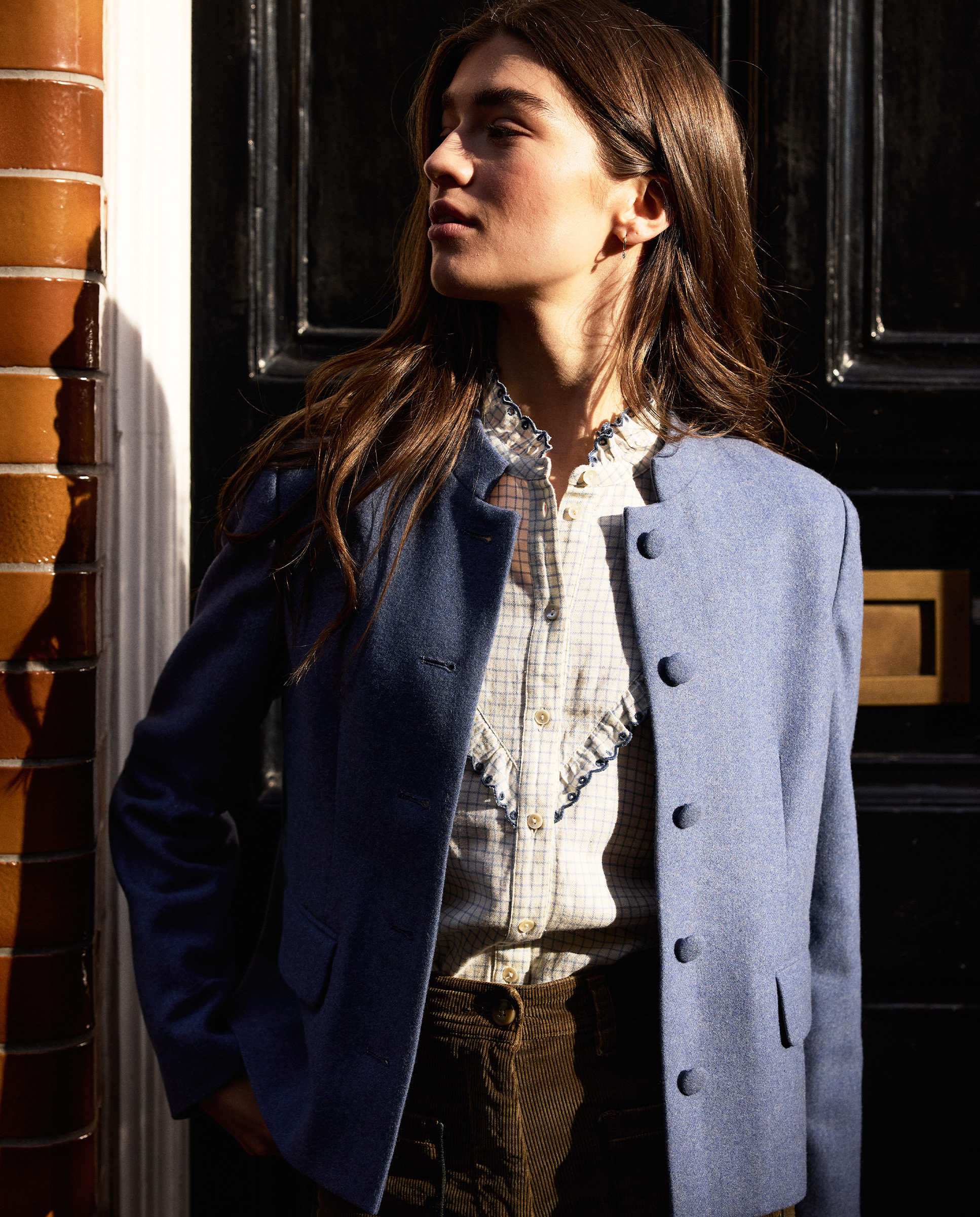 Chaqueta Corta Lana Azul