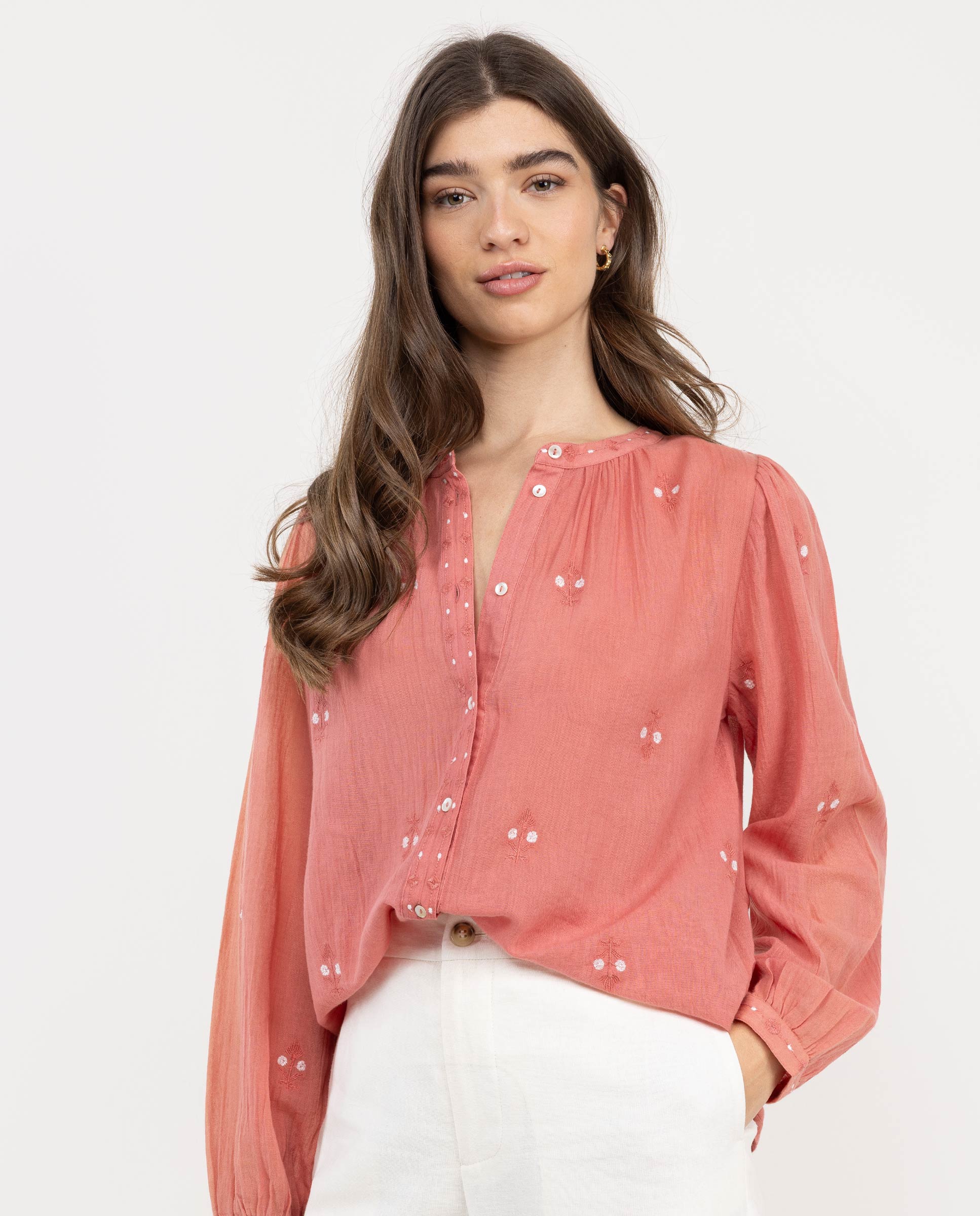 Blusa Aurora Bordados Teja