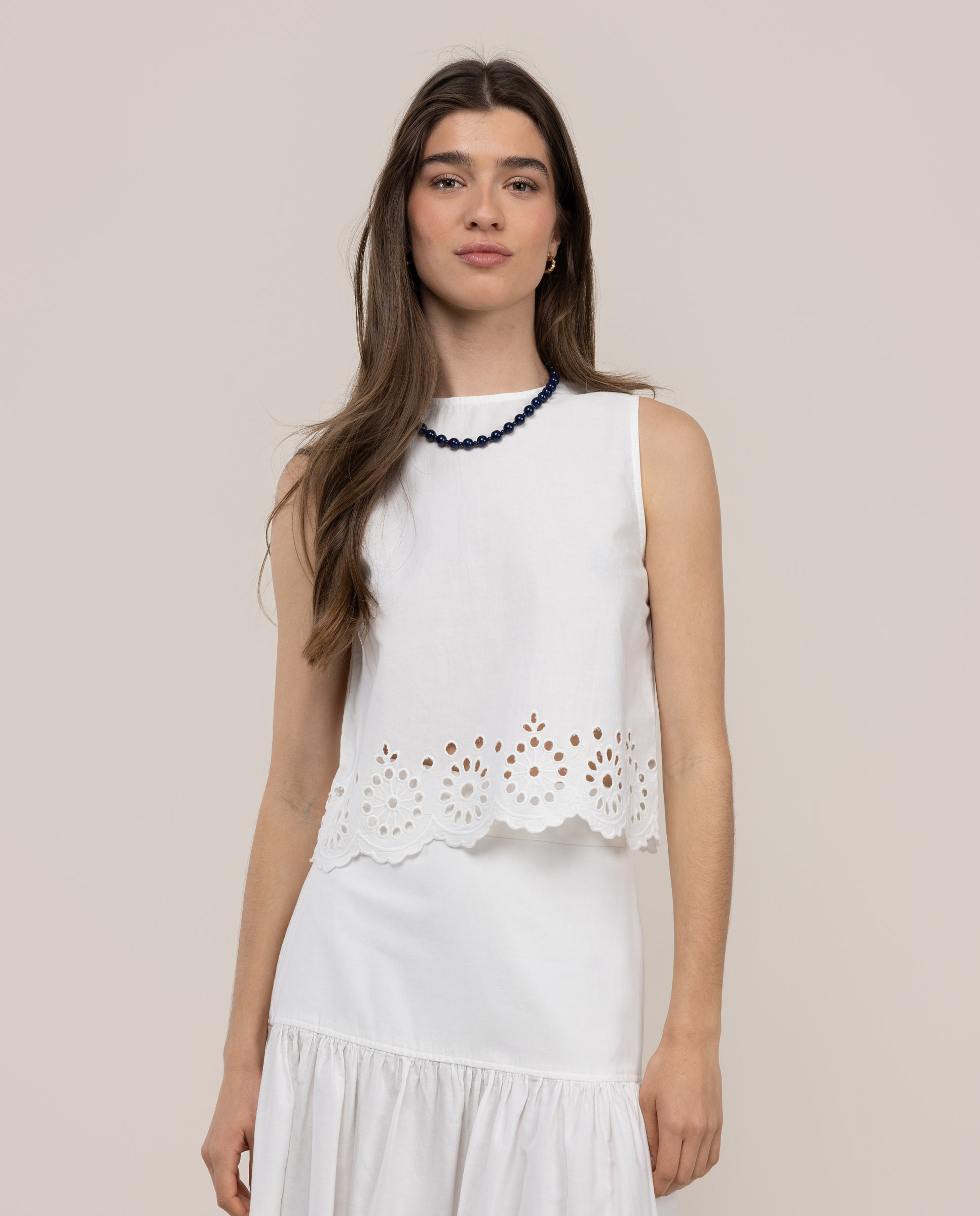 Cloe Top Openwork Embroidery