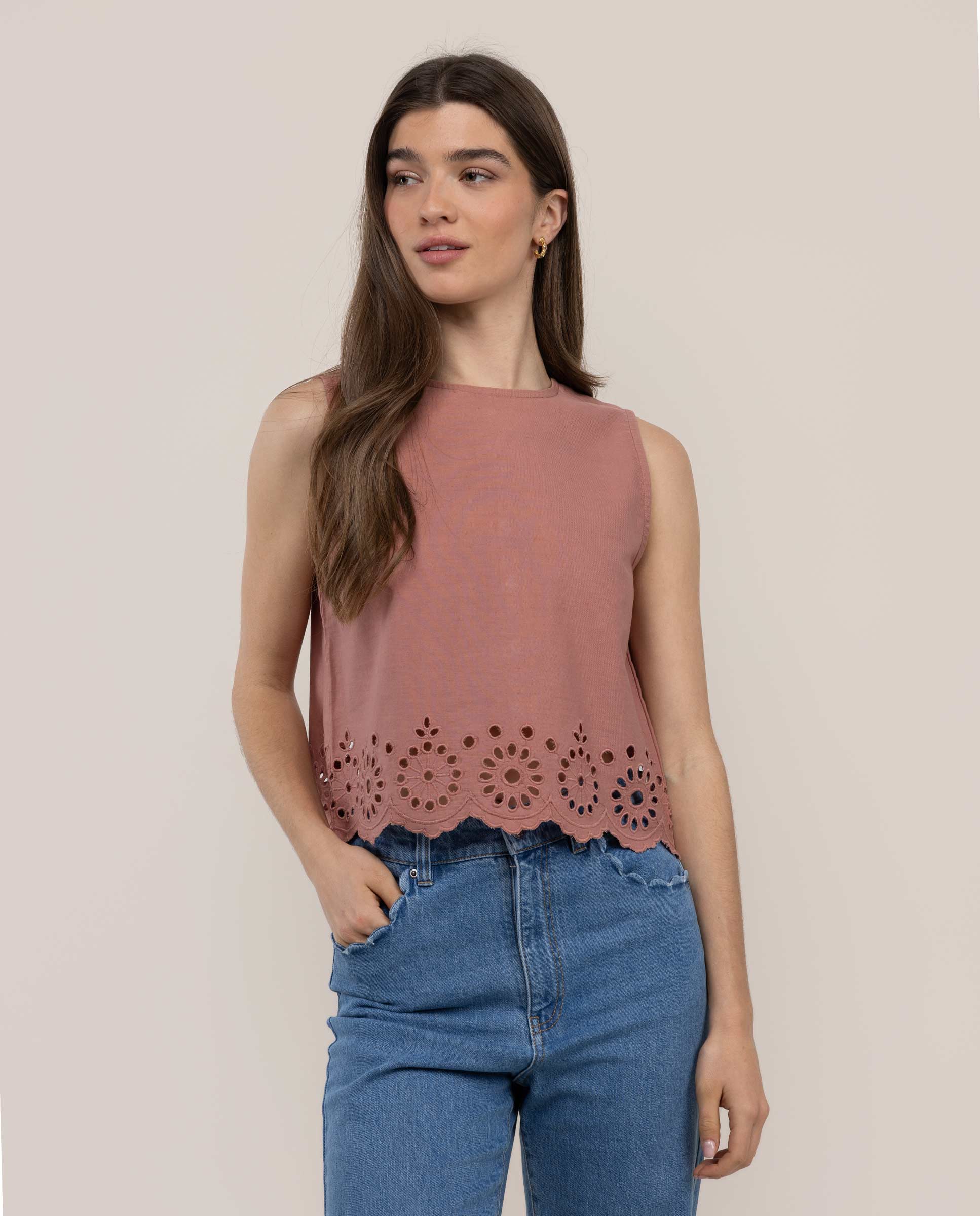 Cloe Top Openwork Embroidery