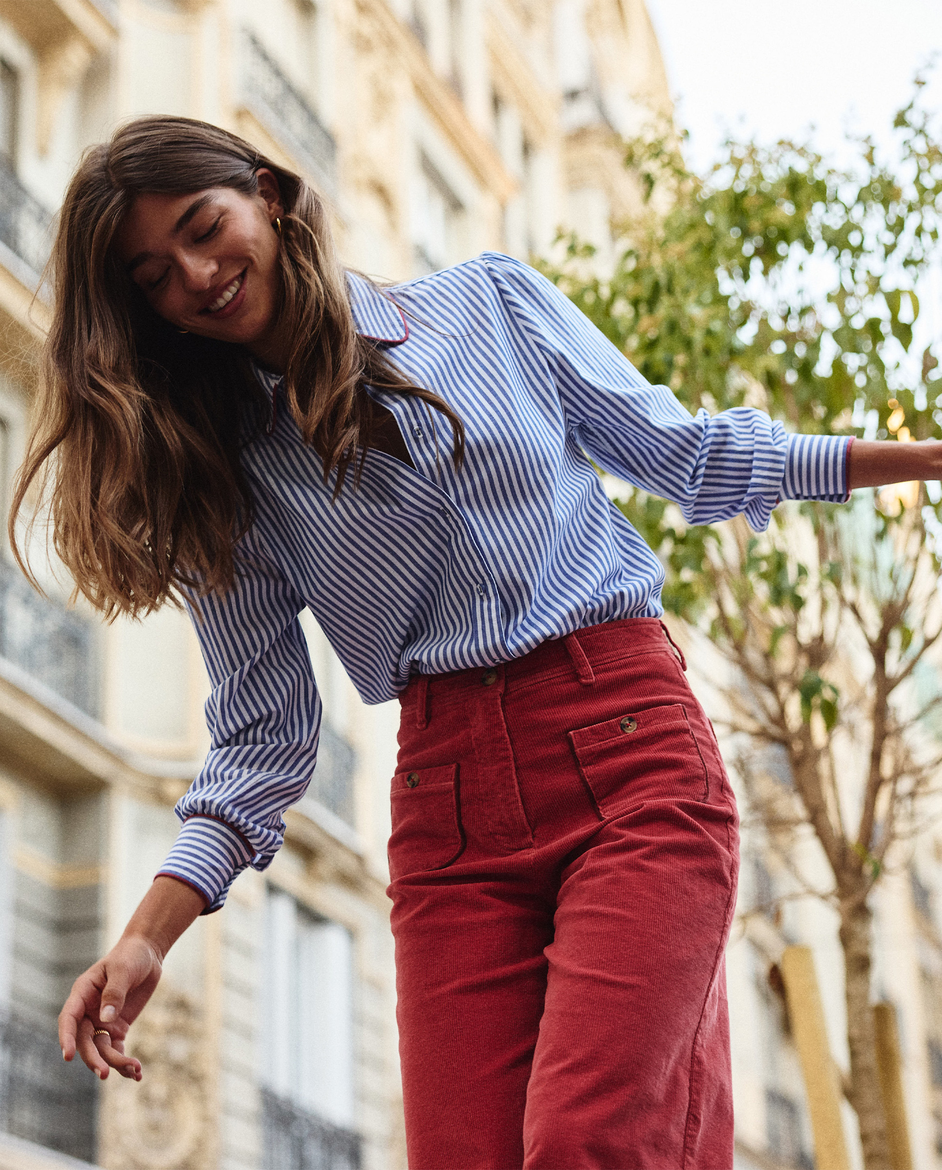 Blue Yale Shirt W Pinpoint Stripes